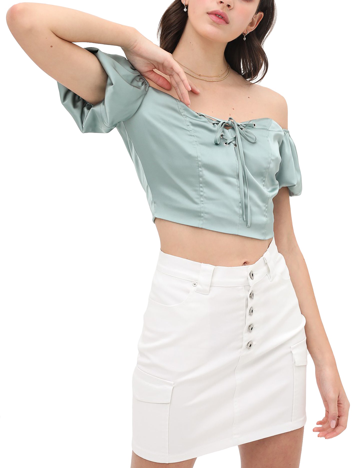 Women's Summer Cute Sexy Off Shoulder Tops - Strapless Front Tie Short Crop Tube Top