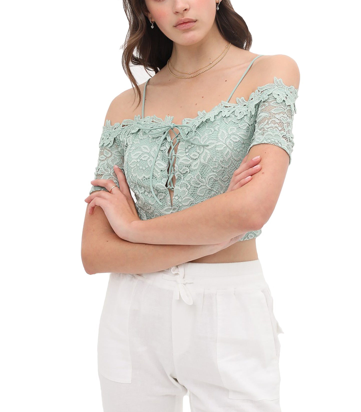 Women's Summer Cute Sexy Off Shoulder Tops - Floral Lace Short Crop Tube Top