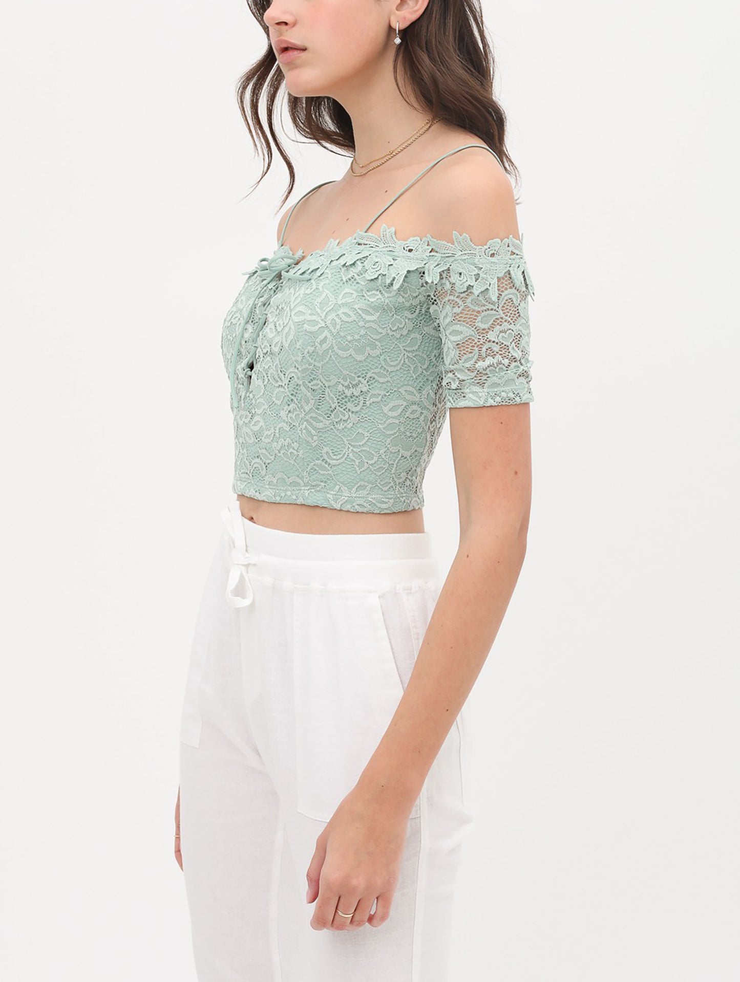 Women's Summer Cute Sexy Off Shoulder Tops - Floral Lace Short Crop Tube Top