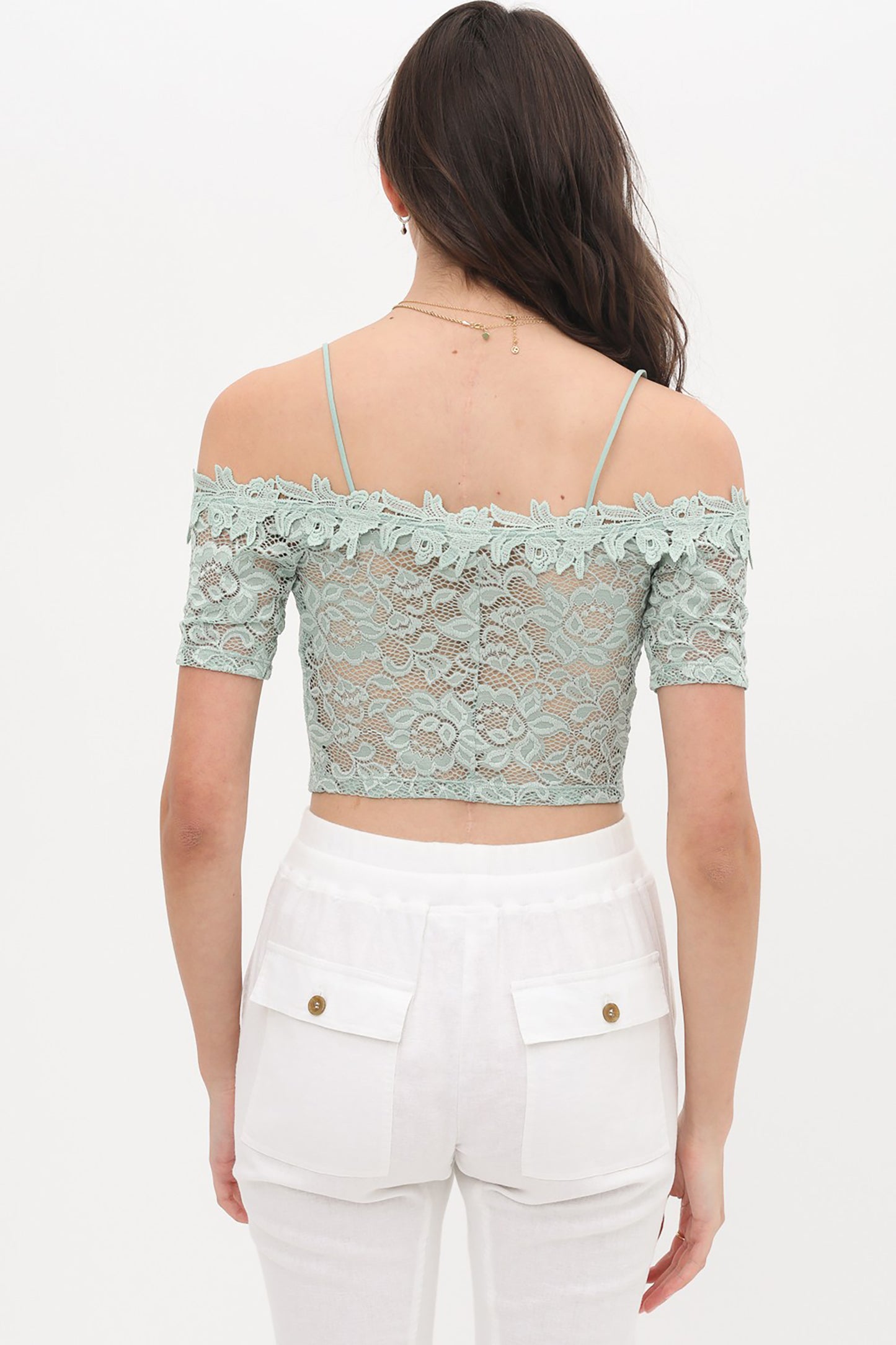 Women's Summer Cute Sexy Off Shoulder Tops - Floral Lace Short Crop Tube Top