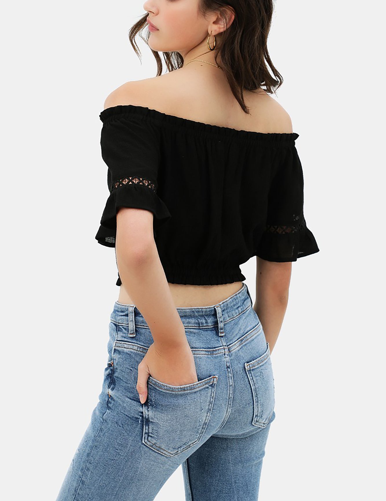 Women's Summer Cute Sexy Off Shoulder Tops - Lace Panels Short Crop Tube Top