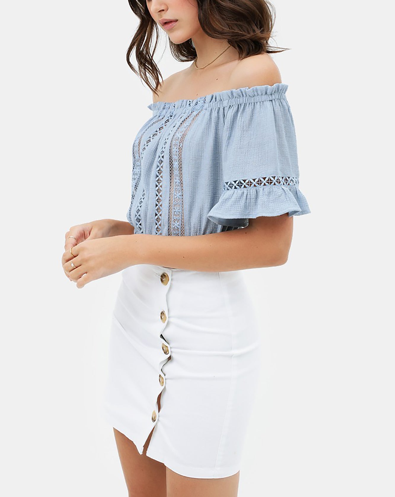 Women's Summer Cute Sexy Off Shoulder Tops - Lace Panels Short Crop Tube Top