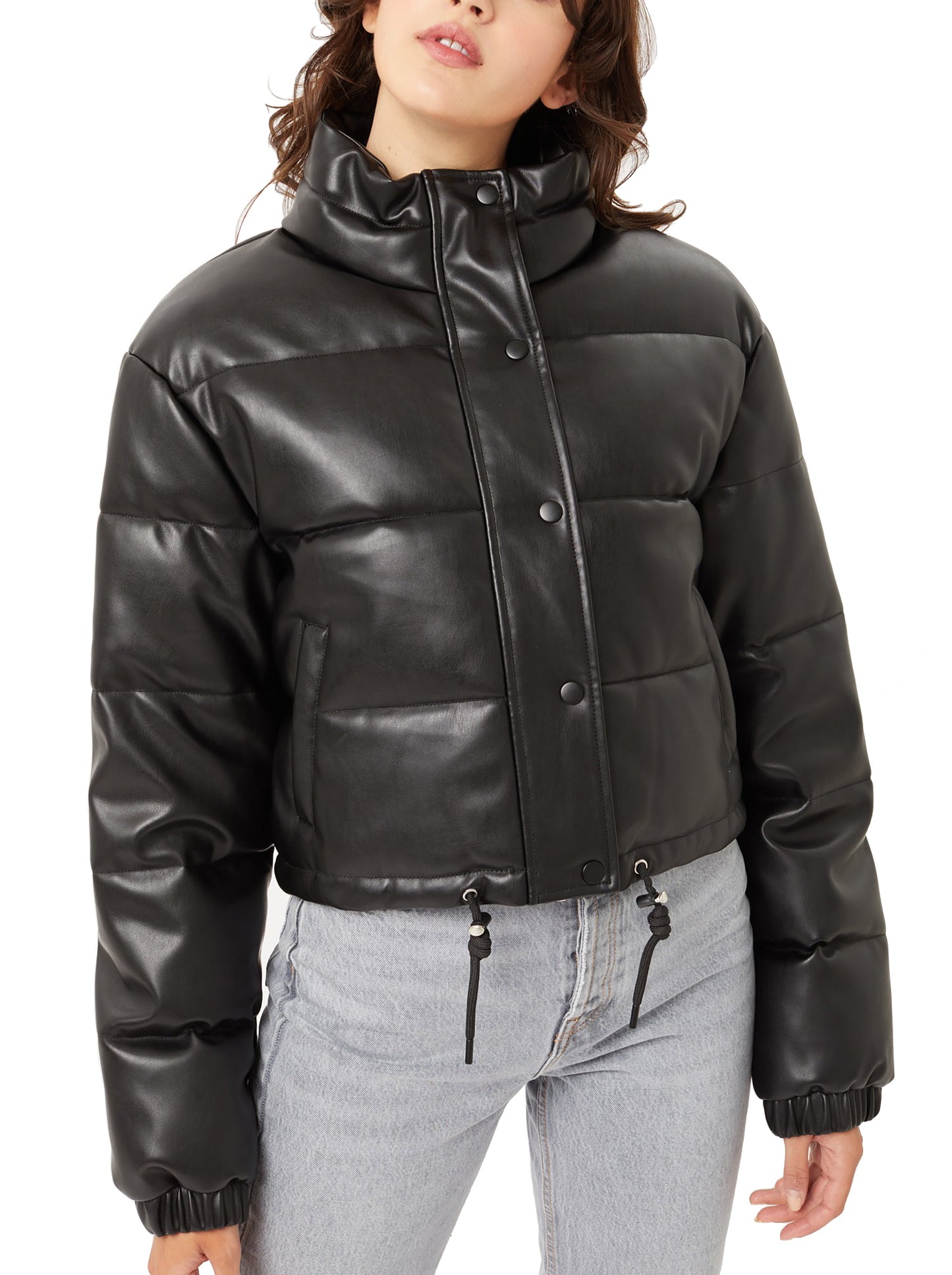 Women’s PU Leather Puffer Quilted Jacket LT8170JM