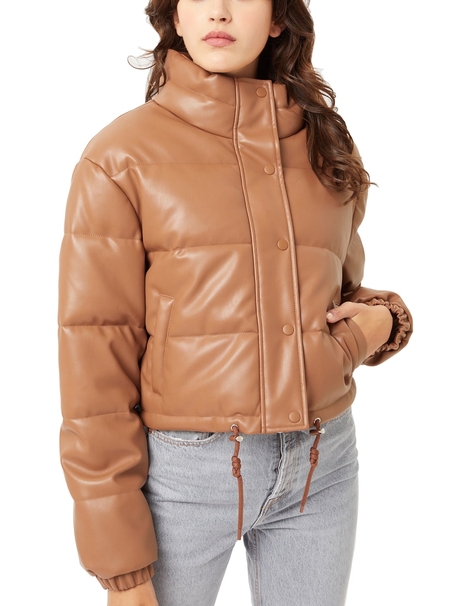 Women’s PU Leather Puffer Quilted Jacket LT8170JM