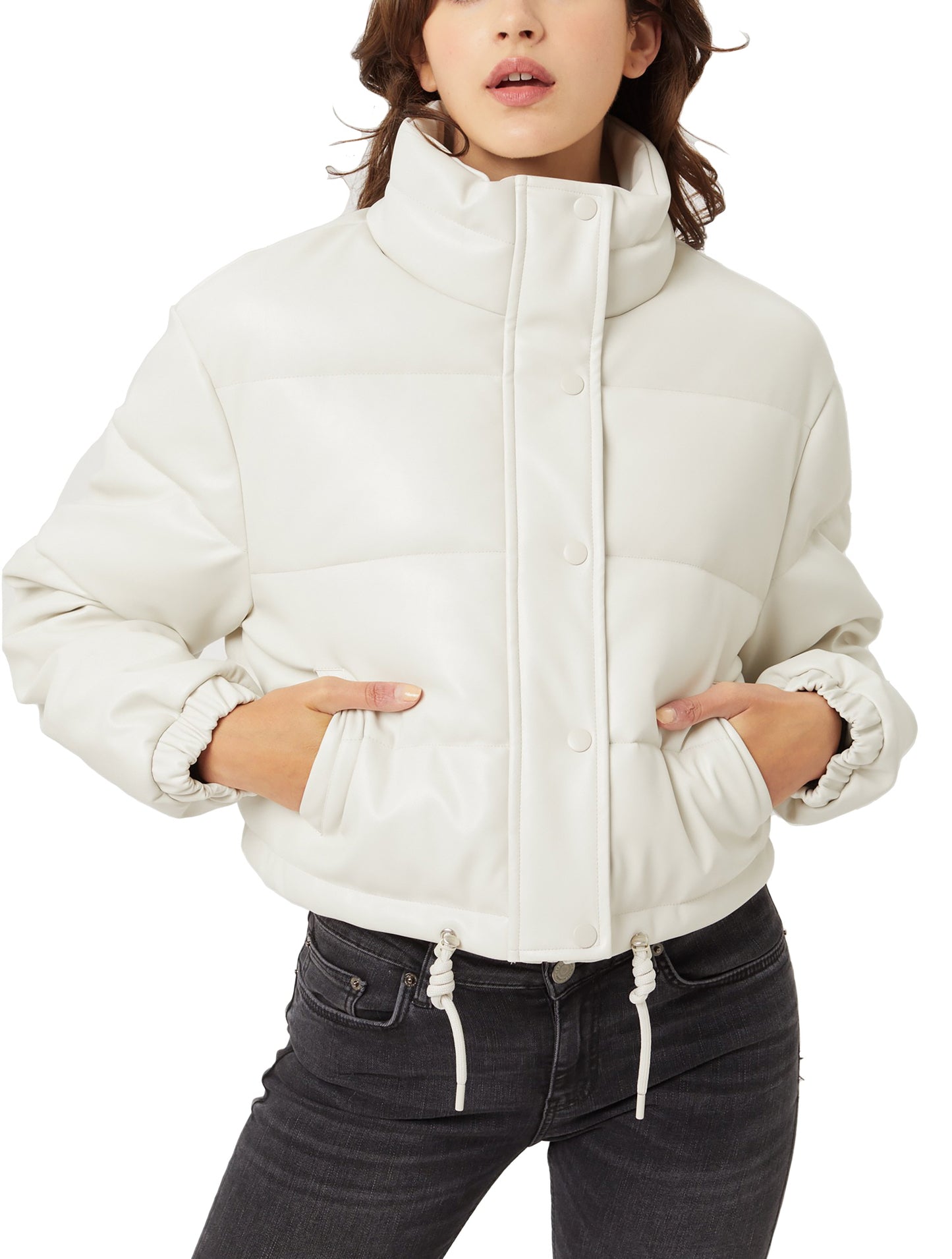 Women’s PU Leather Puffer Quilted Jacket LT8170JM