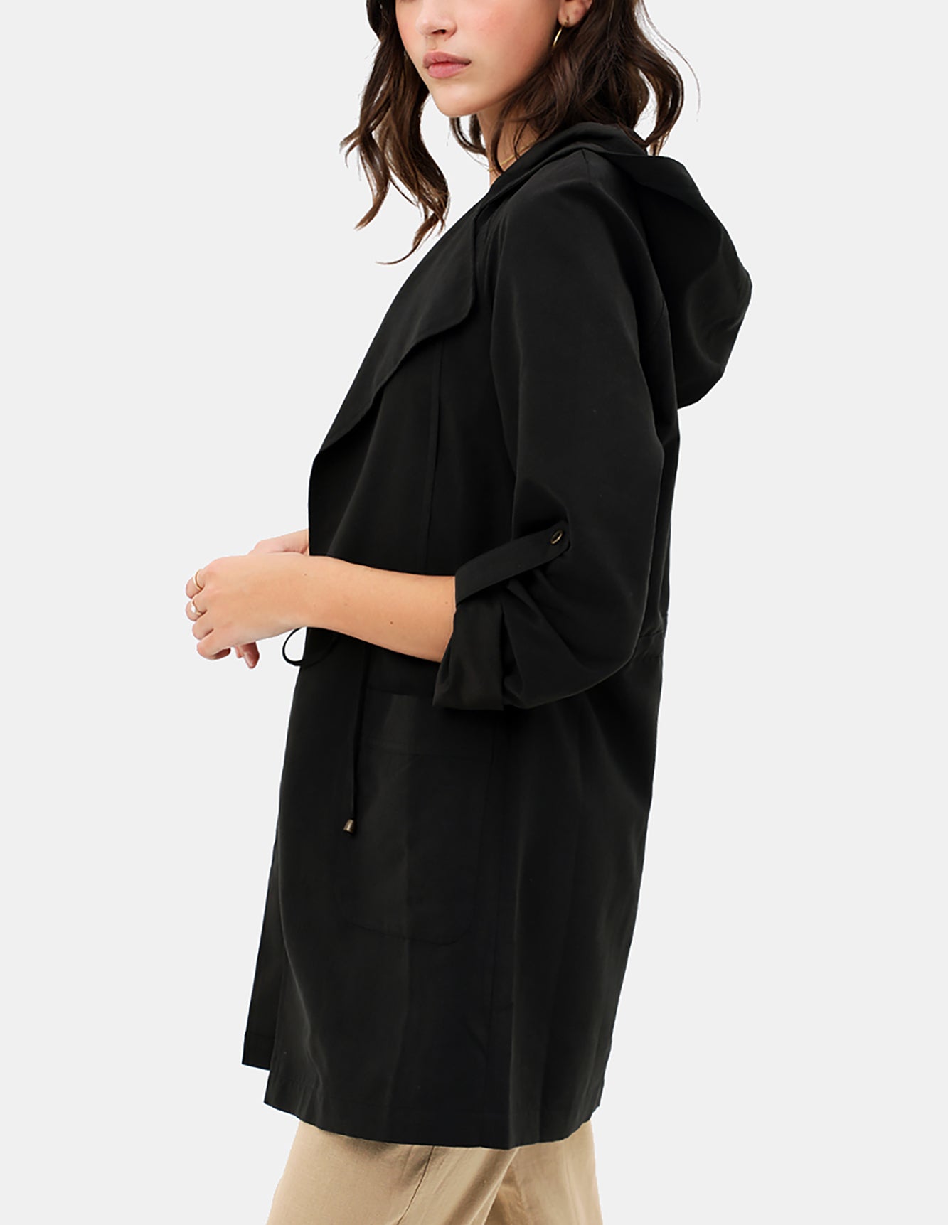 Women's Open Front Hoodie Jacket Cardigan - Oversized Trench Jacket Coat