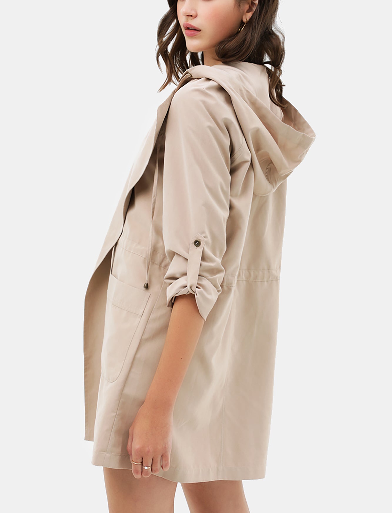 Women's Open Front Hoodie Jacket Cardigan - Oversized Trench Jacket Coat