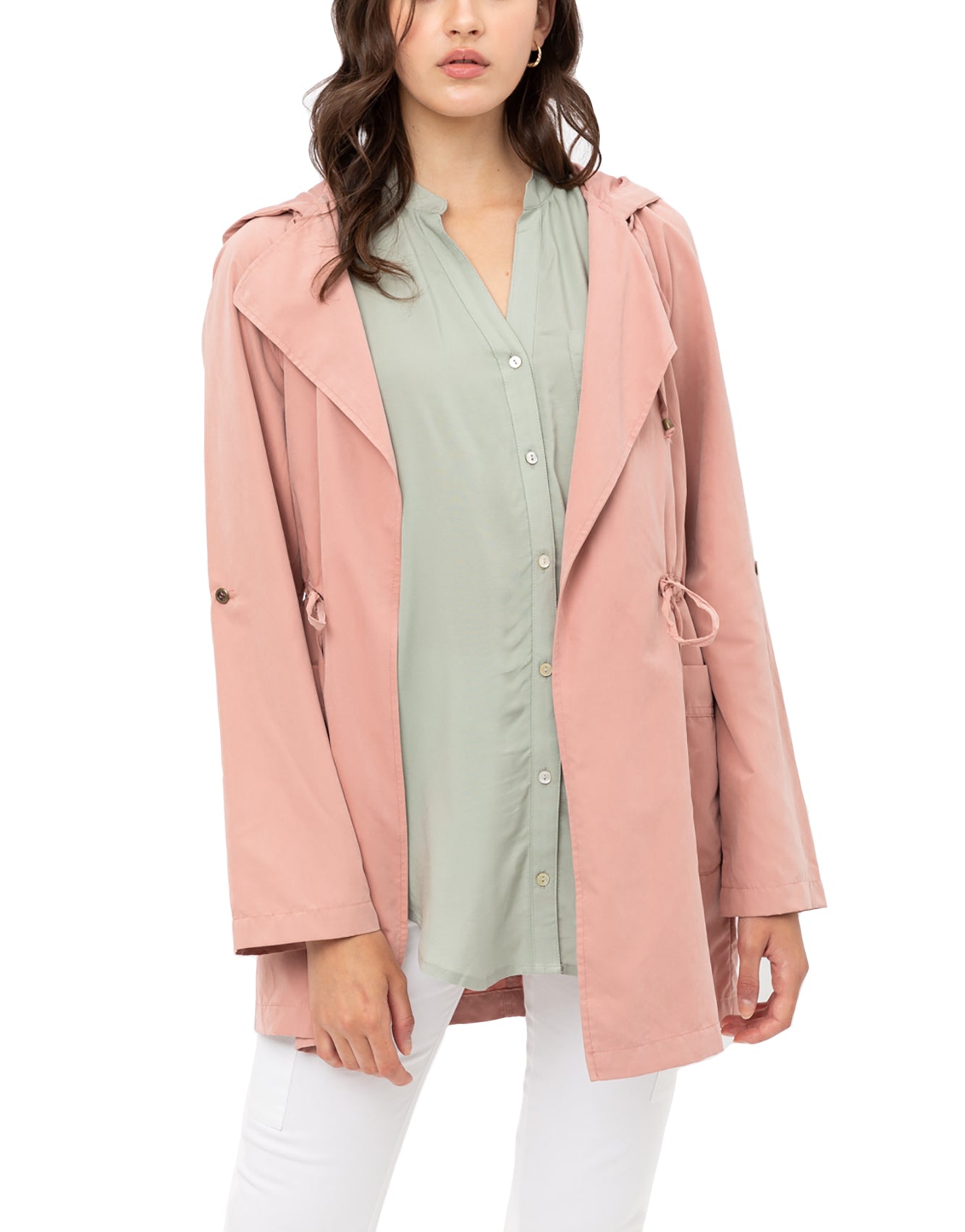 Women's Open Front Hoodie Jacket Cardigan - Oversized Trench Jacket Coat