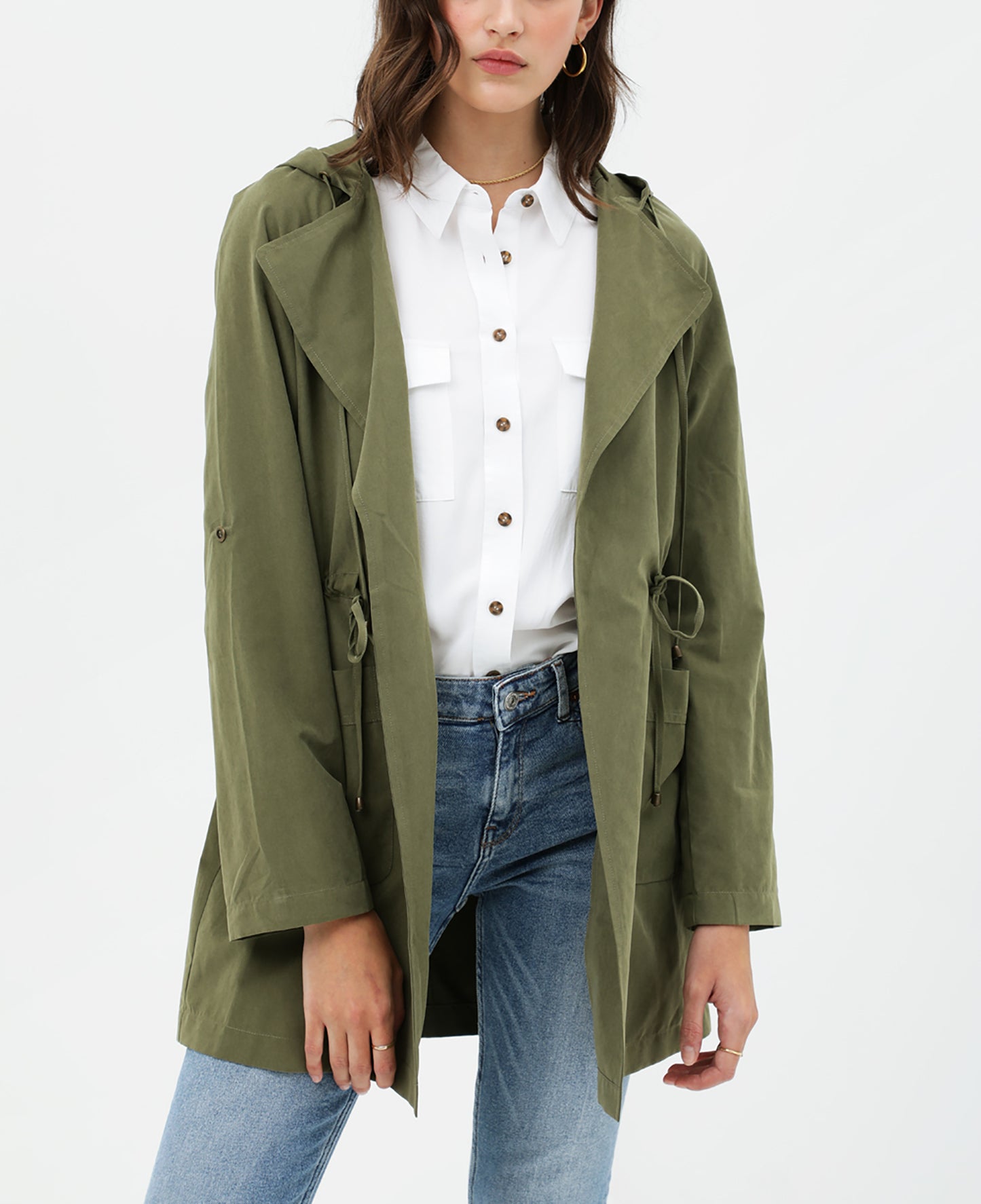 Women's Open Front Hoodie Jacket Cardigan - Oversized Trench Jacket Coat