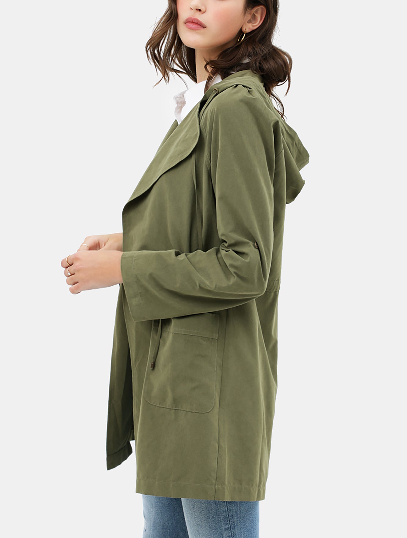 Women's Open Front Hoodie Jacket Cardigan - Oversized Trench Jacket Coat