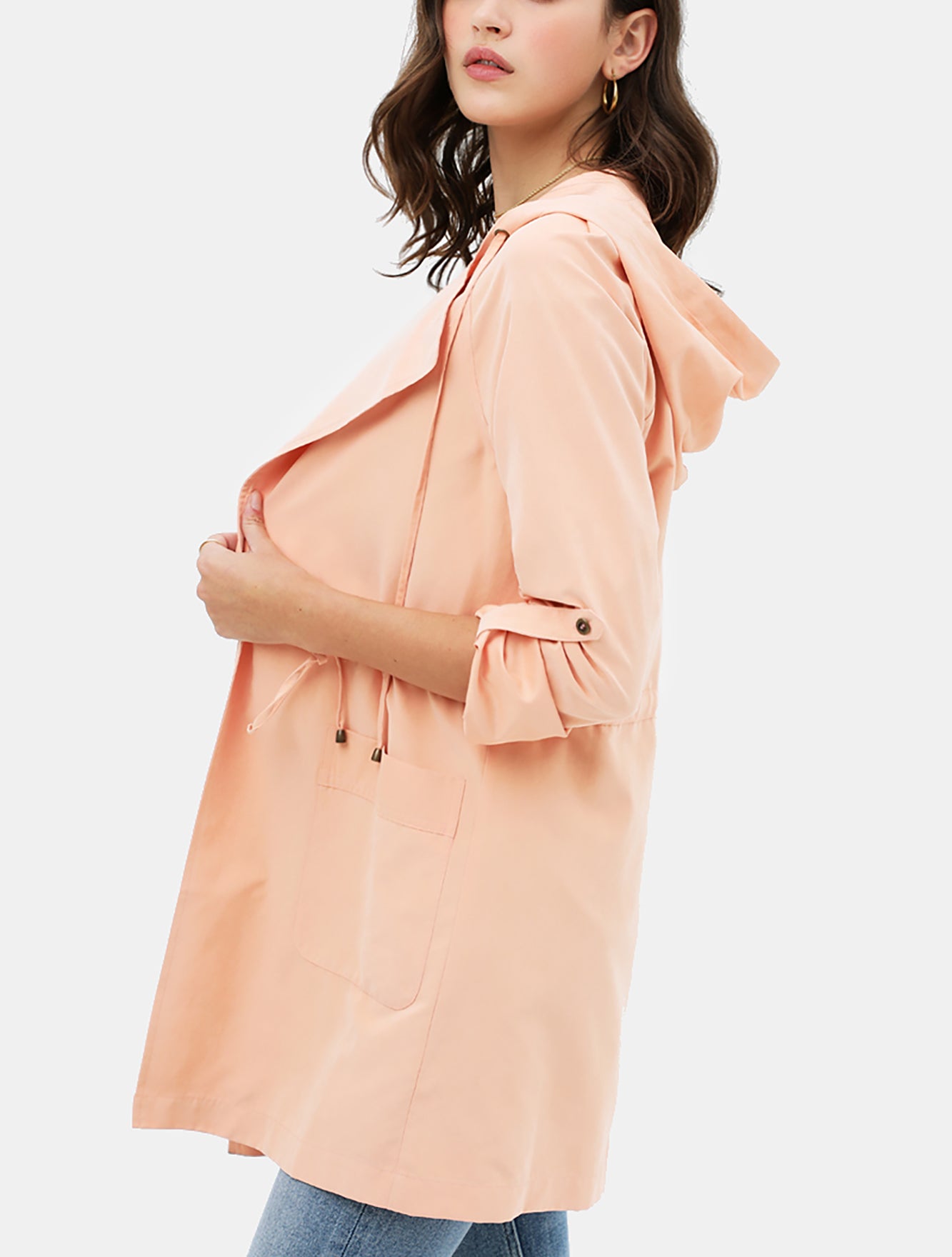 Women's Open Front Hoodie Jacket Cardigan - Oversized Trench Jacket Coat