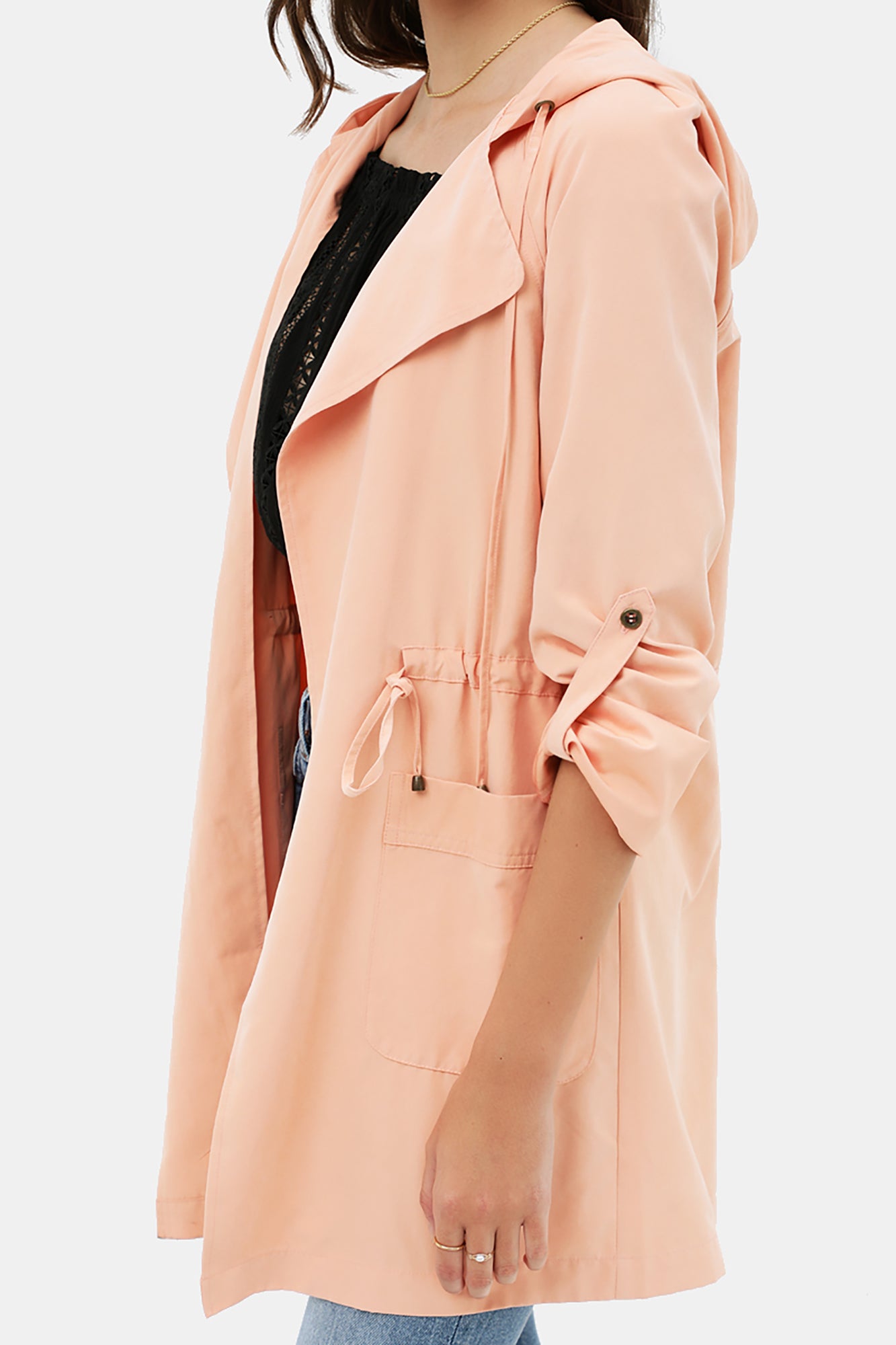 Women's Open Front Hoodie Jacket Cardigan - Oversized Trench Jacket Coat