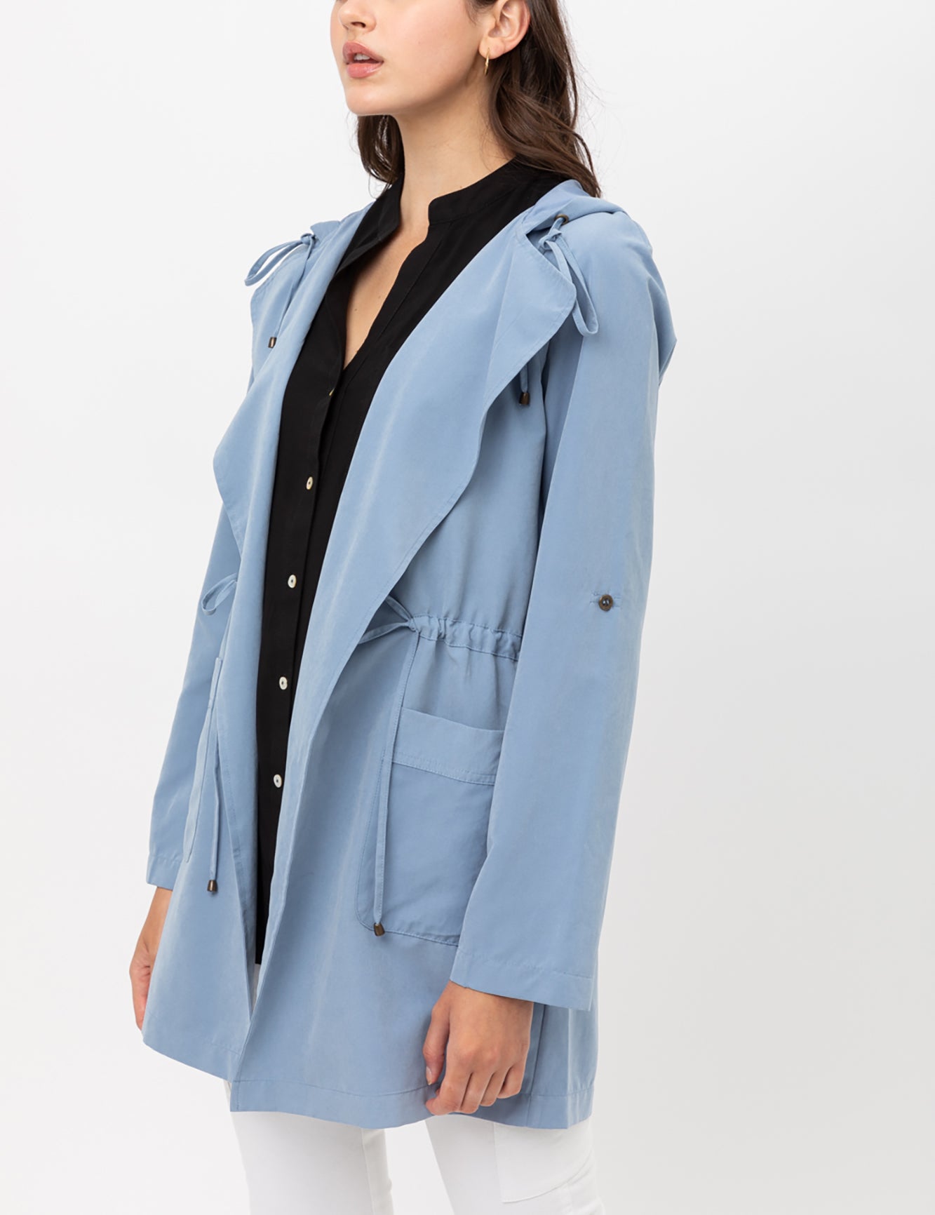 Women's Open Front Hoodie Jacket Cardigan - Oversized Trench Jacket Coat