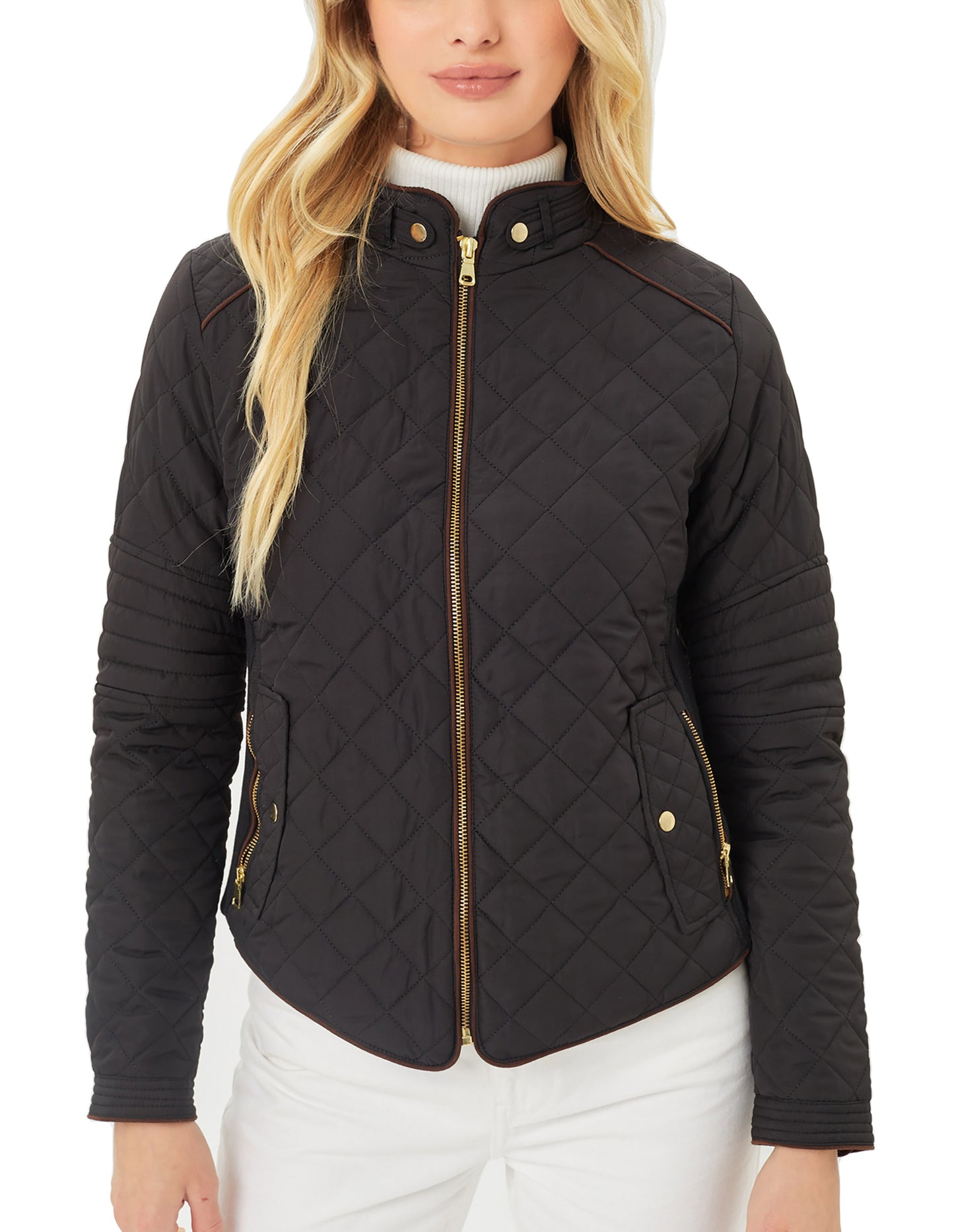 Women's Ultra Lightweight Quilted Padding Puffer Zip Up Bomber Jacket Lt8846js