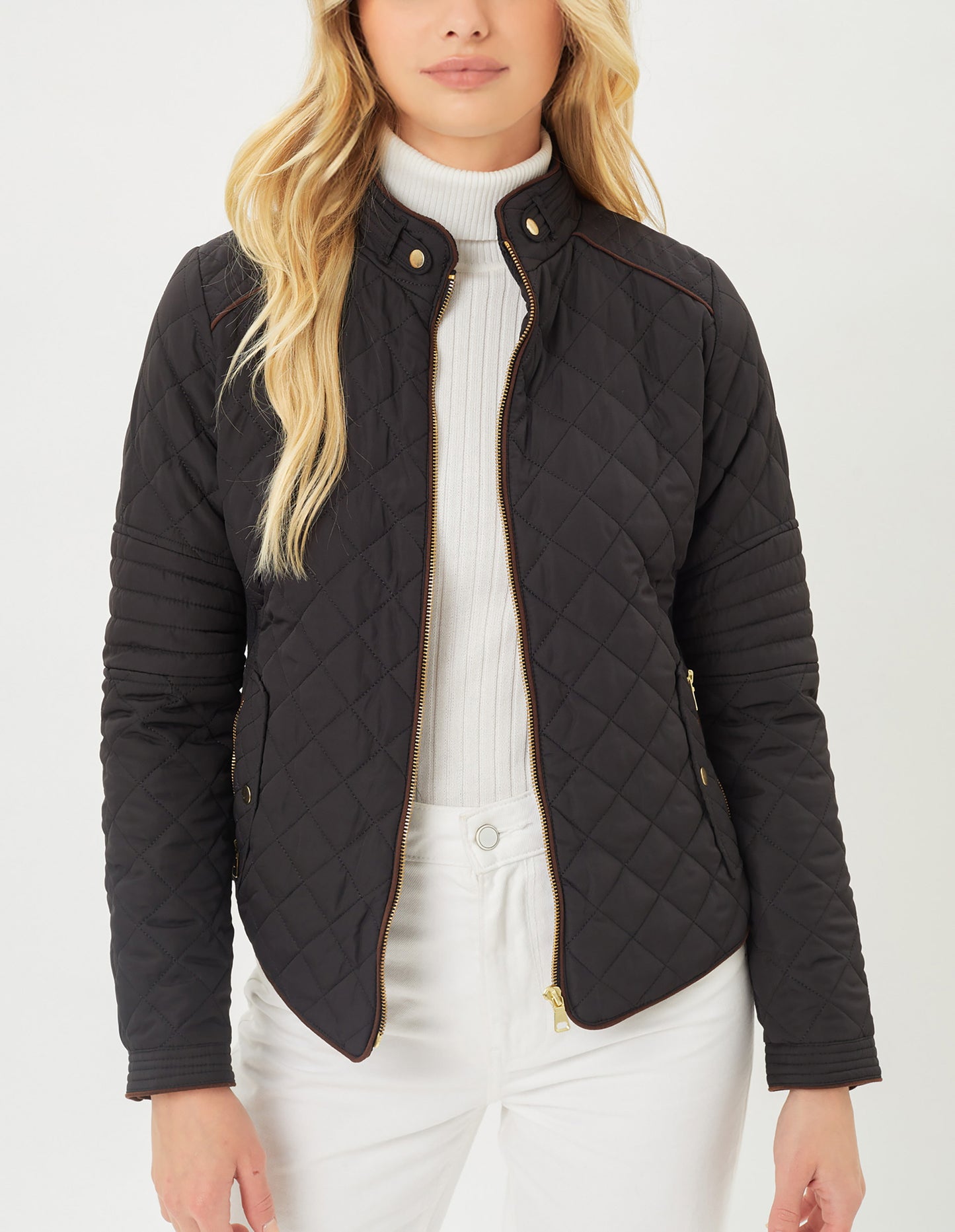 Women's Ultra Lightweight Quilted Padding Puffer Zip Up Bomber Jacket Lt8846js