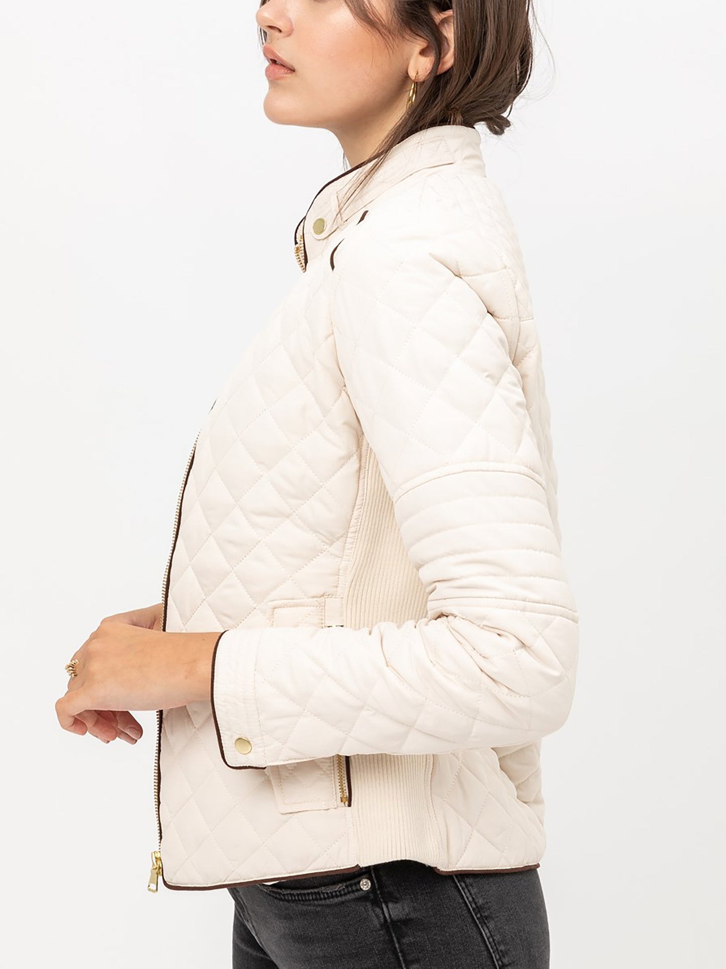 Women's Ultra Lightweight Quilted Padding Puffer Zip Up Bomber Jacket Lt8846js