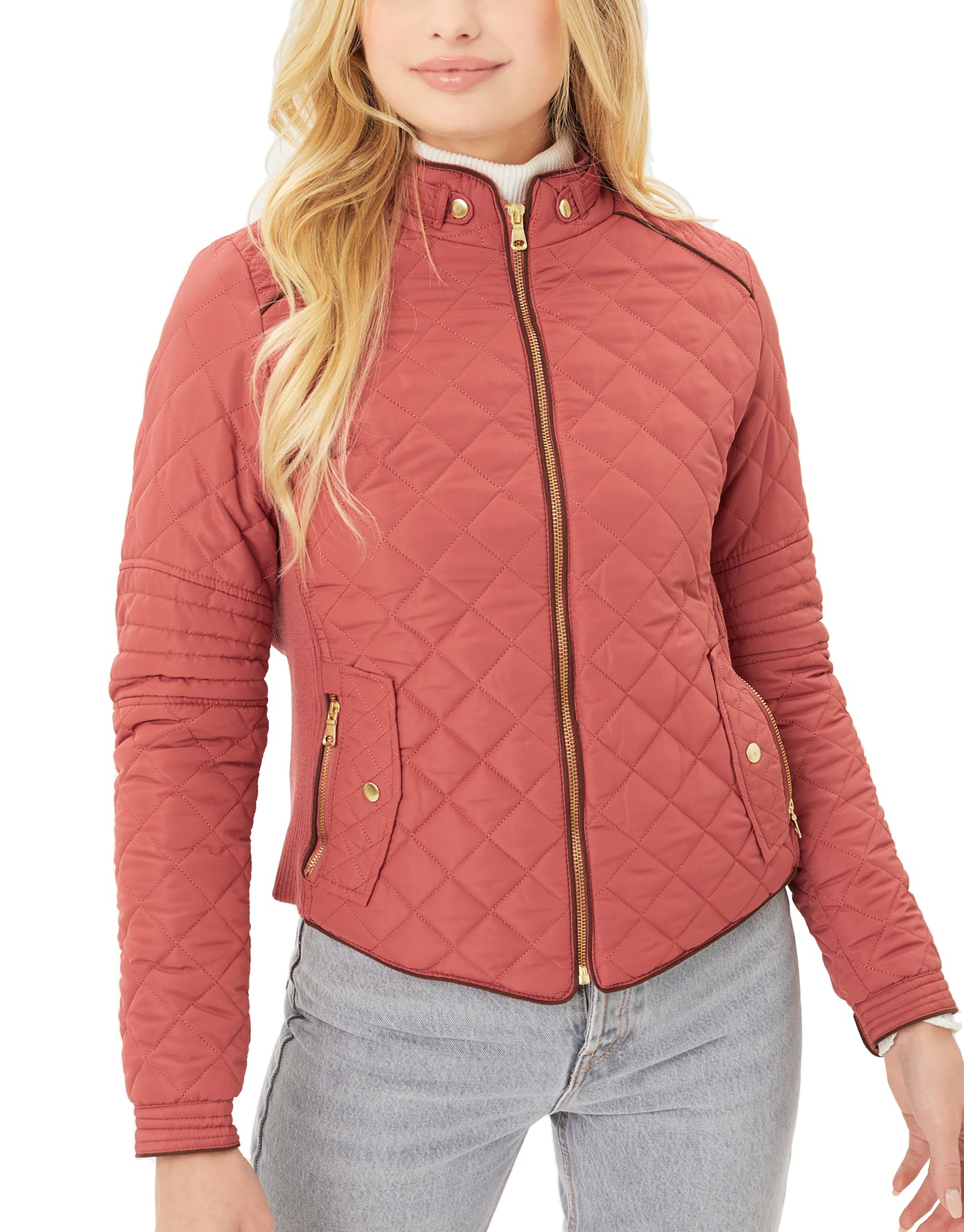 Women's Ultra Lightweight Quilted Padding Puffer Zip Up Bomber Jacket Lt8846js