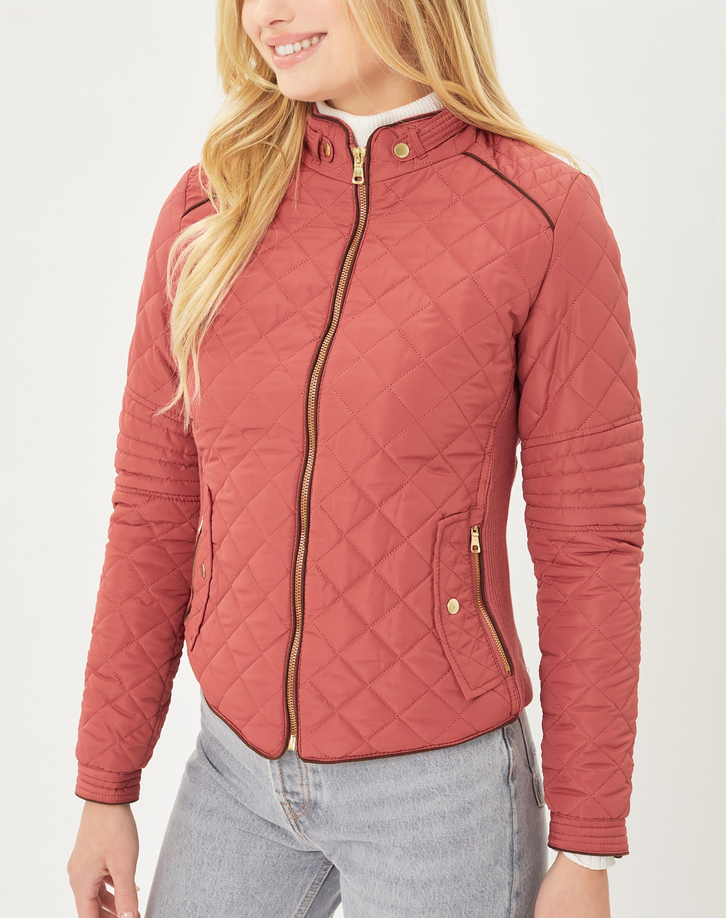 Women's Ultra Lightweight Quilted Padding Puffer Zip Up Bomber Jacket Lt8846js