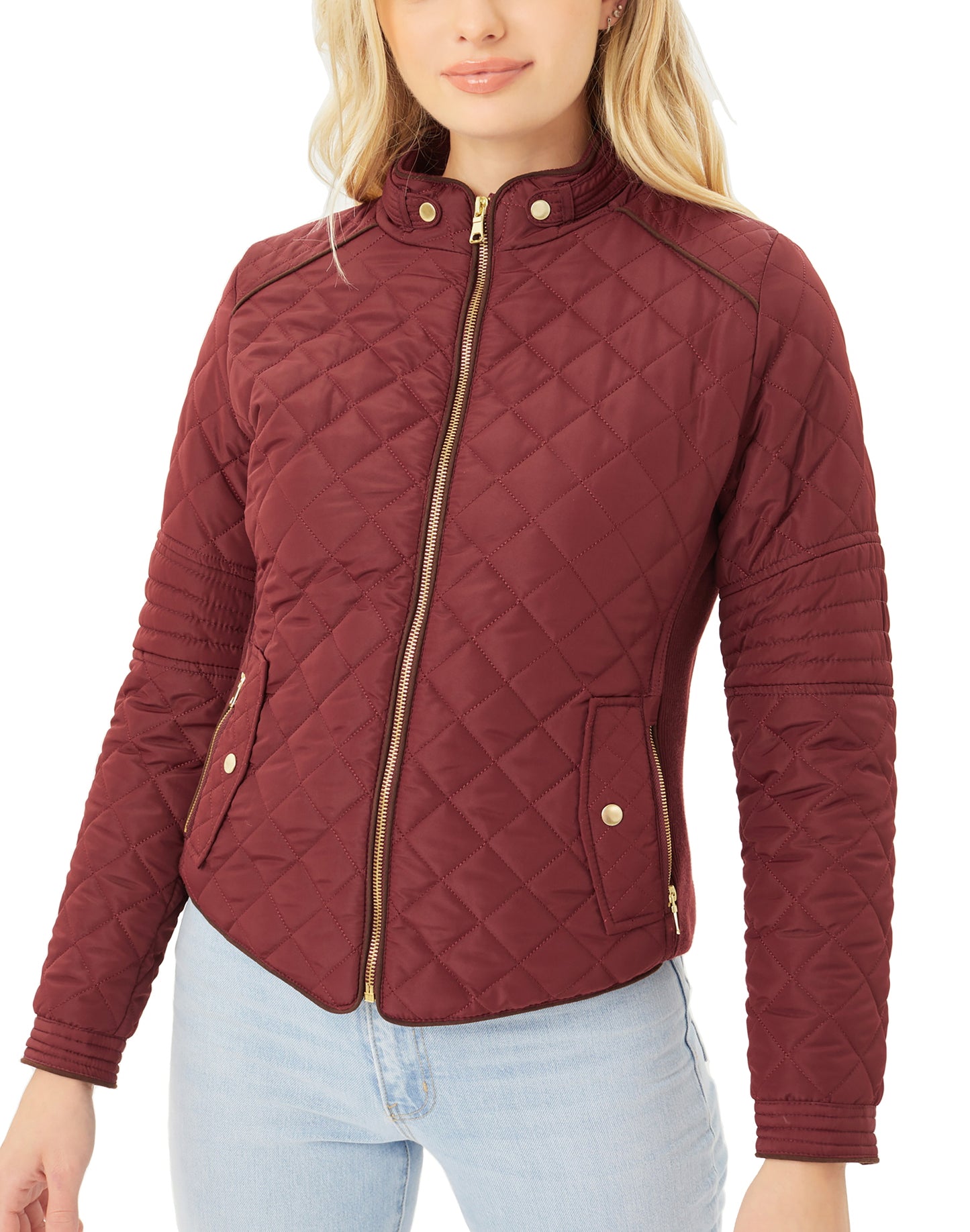 Women's Ultra Lightweight Quilted Padding Puffer Zip Up Bomber Jacket Lt8846js