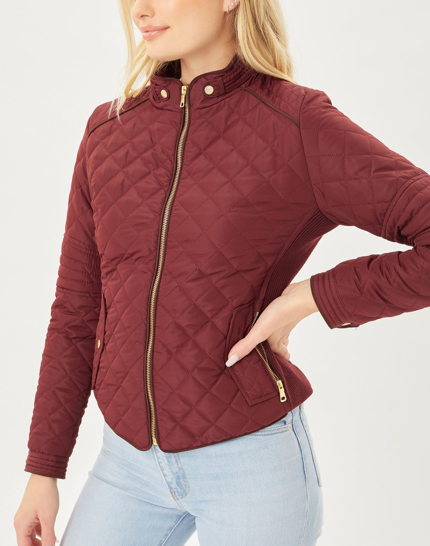 Women's Ultra Lightweight Quilted Padding Puffer Zip Up Bomber Jacket Lt8846js