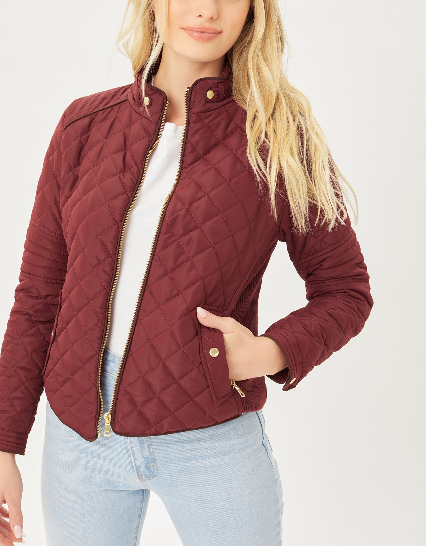 Women's Ultra Lightweight Quilted Padding Puffer Zip Up Bomber Jacket Lt8846js