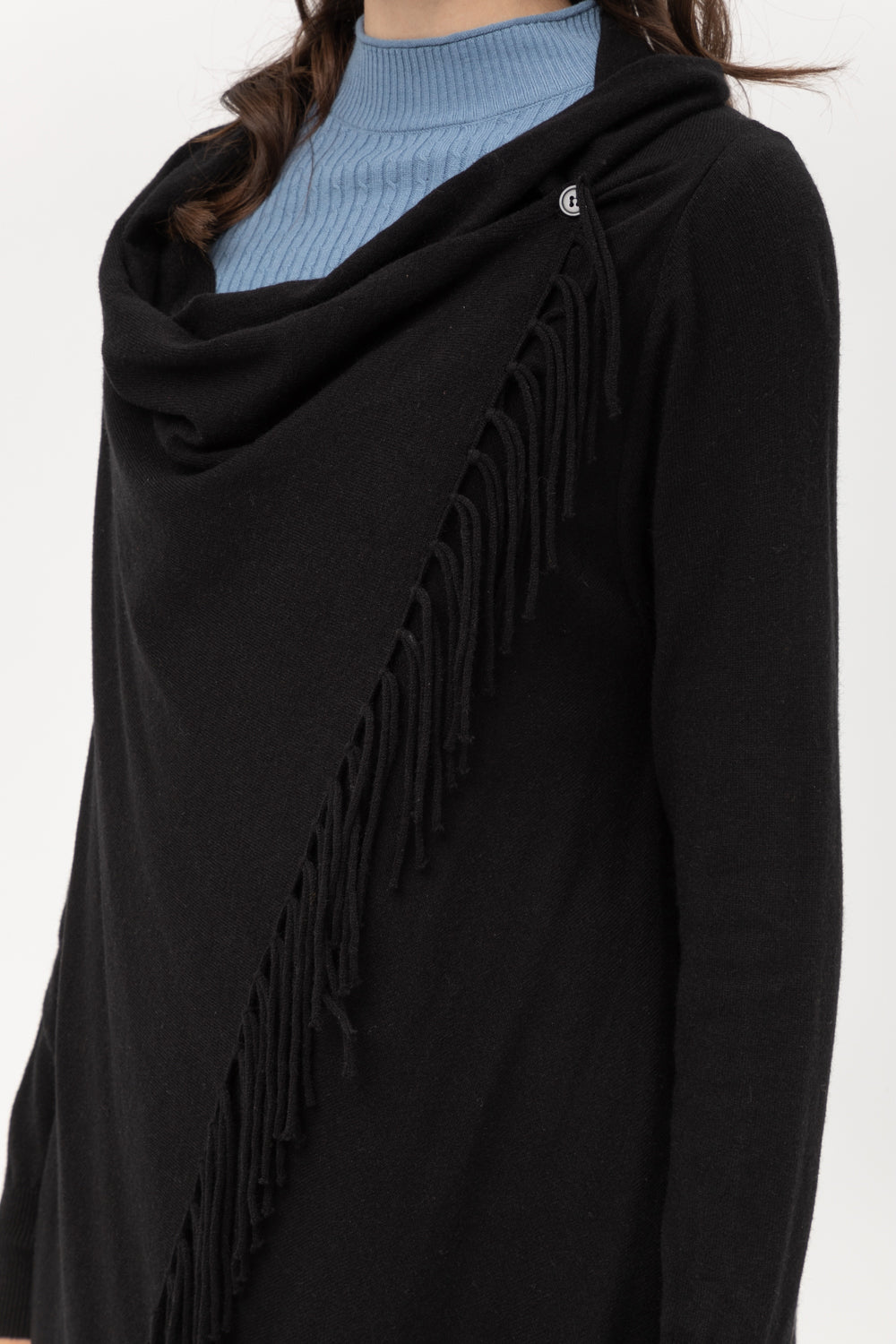 Women's Boho Open Front Sweater Cardigans - Fringed Draped Poncho Wrap Cardigan