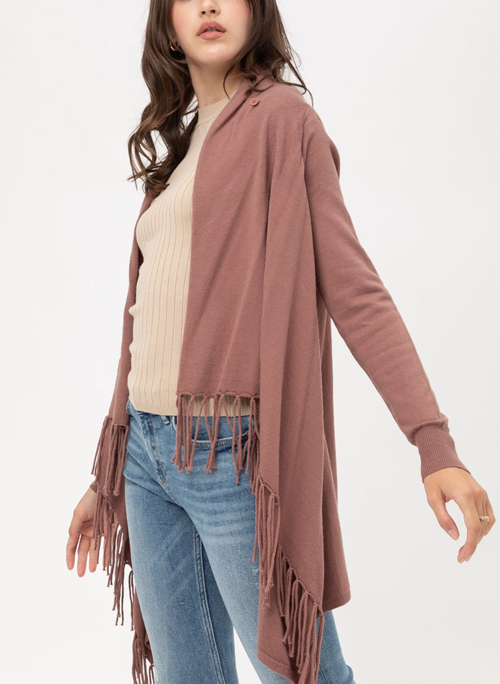 Women's Boho Open Front Sweater Cardigans - Fringed Draped Poncho Wrap Cardigan