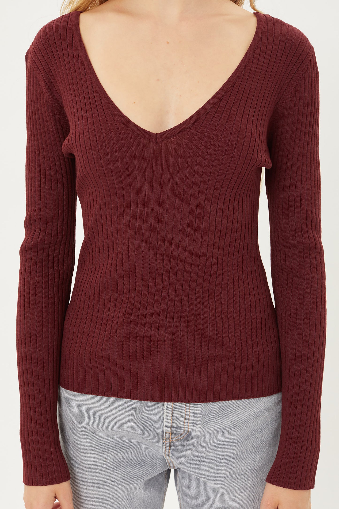 Women’s Pullover Slim Fit Ribbed Long Sleeve Sweater - V-Neck Basic Sweater Top LT9916WM