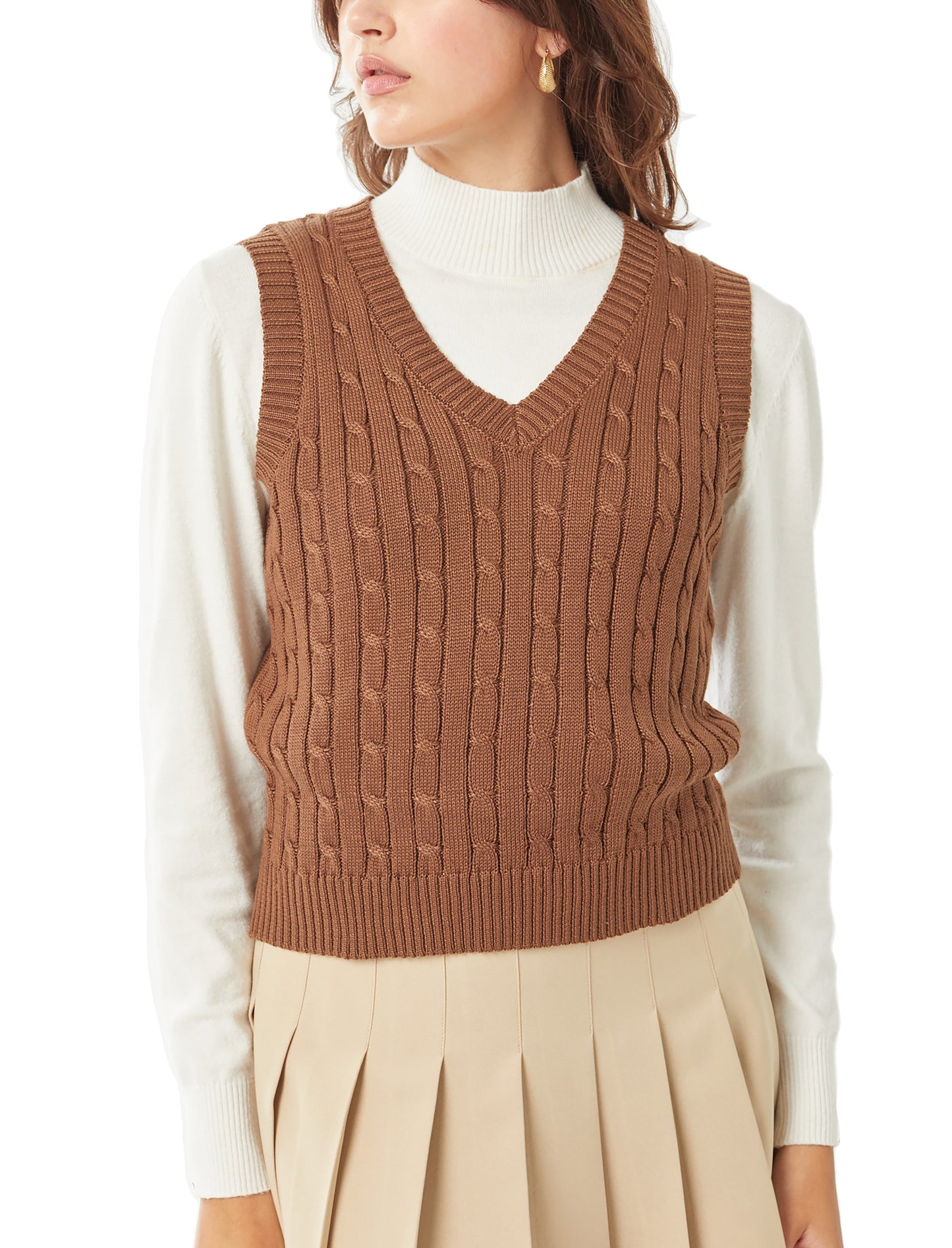 Womens Casual V-Neck Sweater Vest – Solid Sleeveless Pullover Sweater Top Lt9978ws