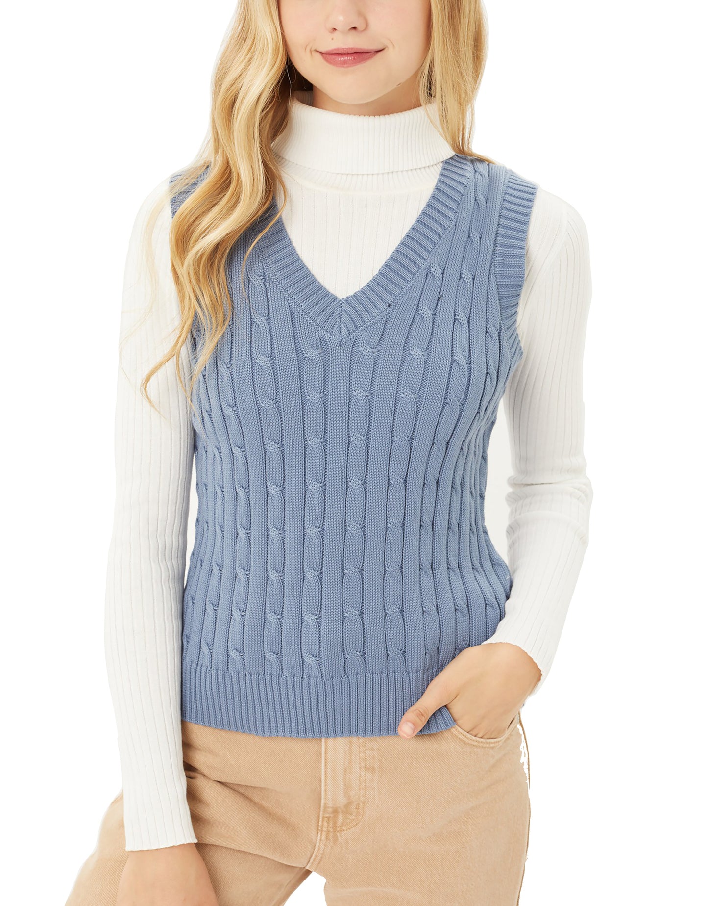 Womens Casual V-Neck Sweater Vest – Solid Sleeveless Pullover Sweater Top Lt9978ws