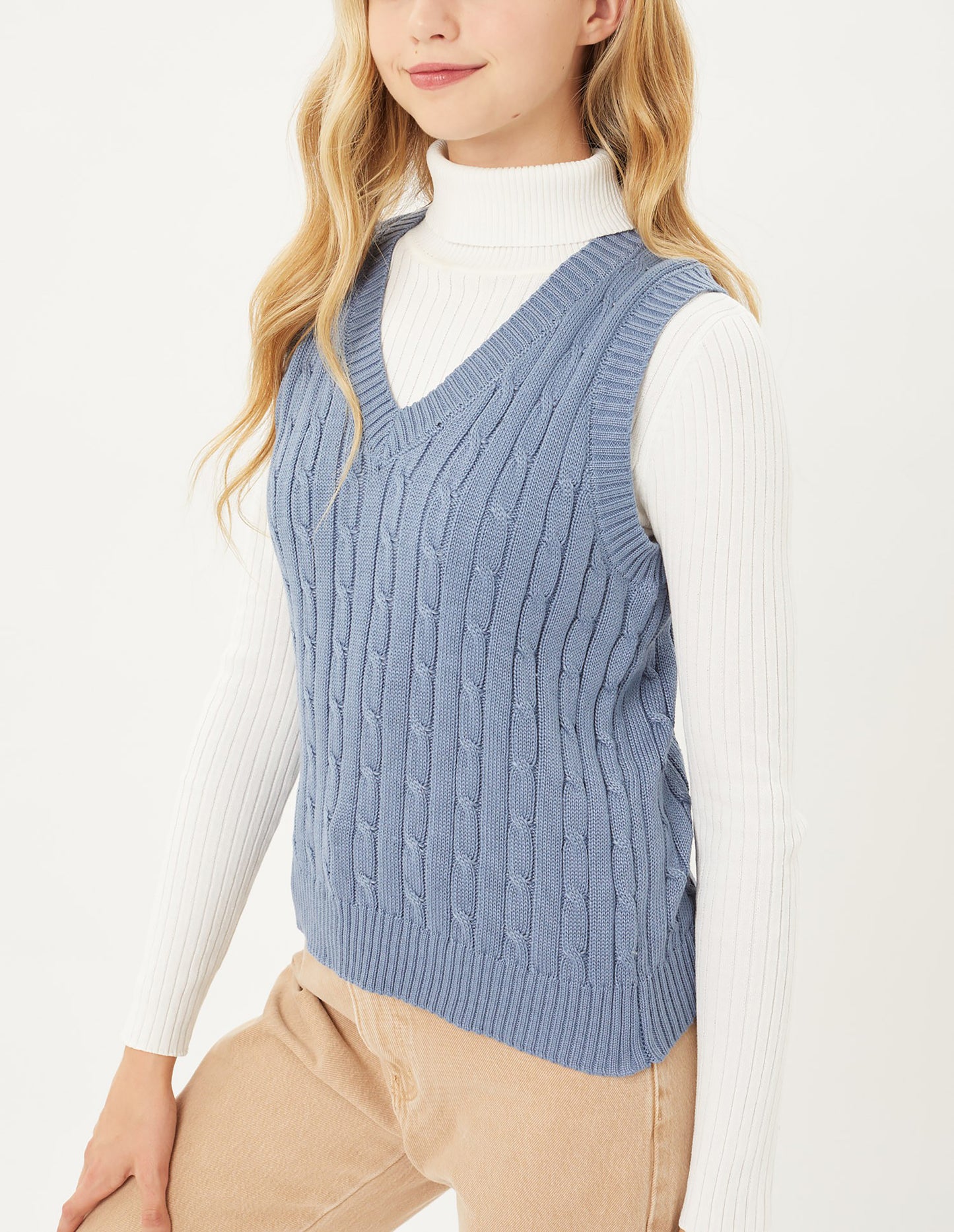 Womens Casual V-Neck Sweater Vest – Solid Sleeveless Pullover Sweater Top Lt9978ws