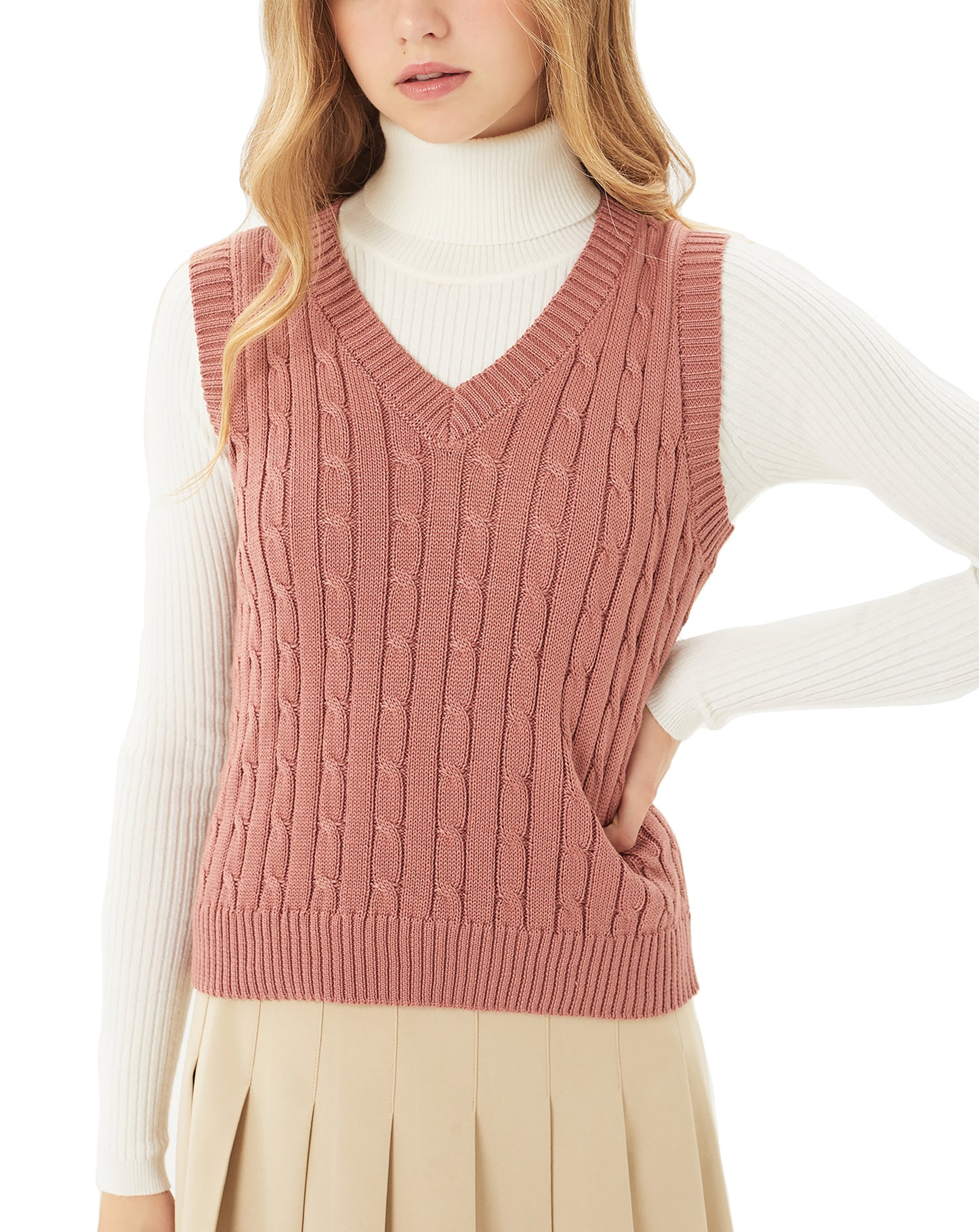 Womens Casual V-Neck Sweater Vest – Solid Sleeveless Pullover Sweater Top Lt9978ws