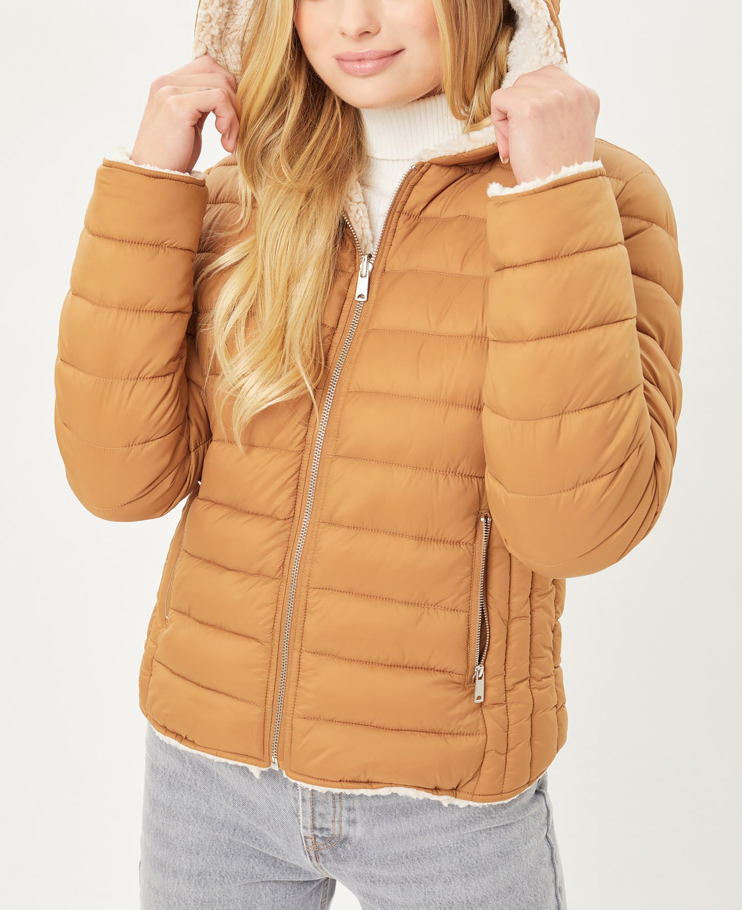 Women's Reversible Faux Fur Quilted Puffer Hooded Jacket LTJ8014