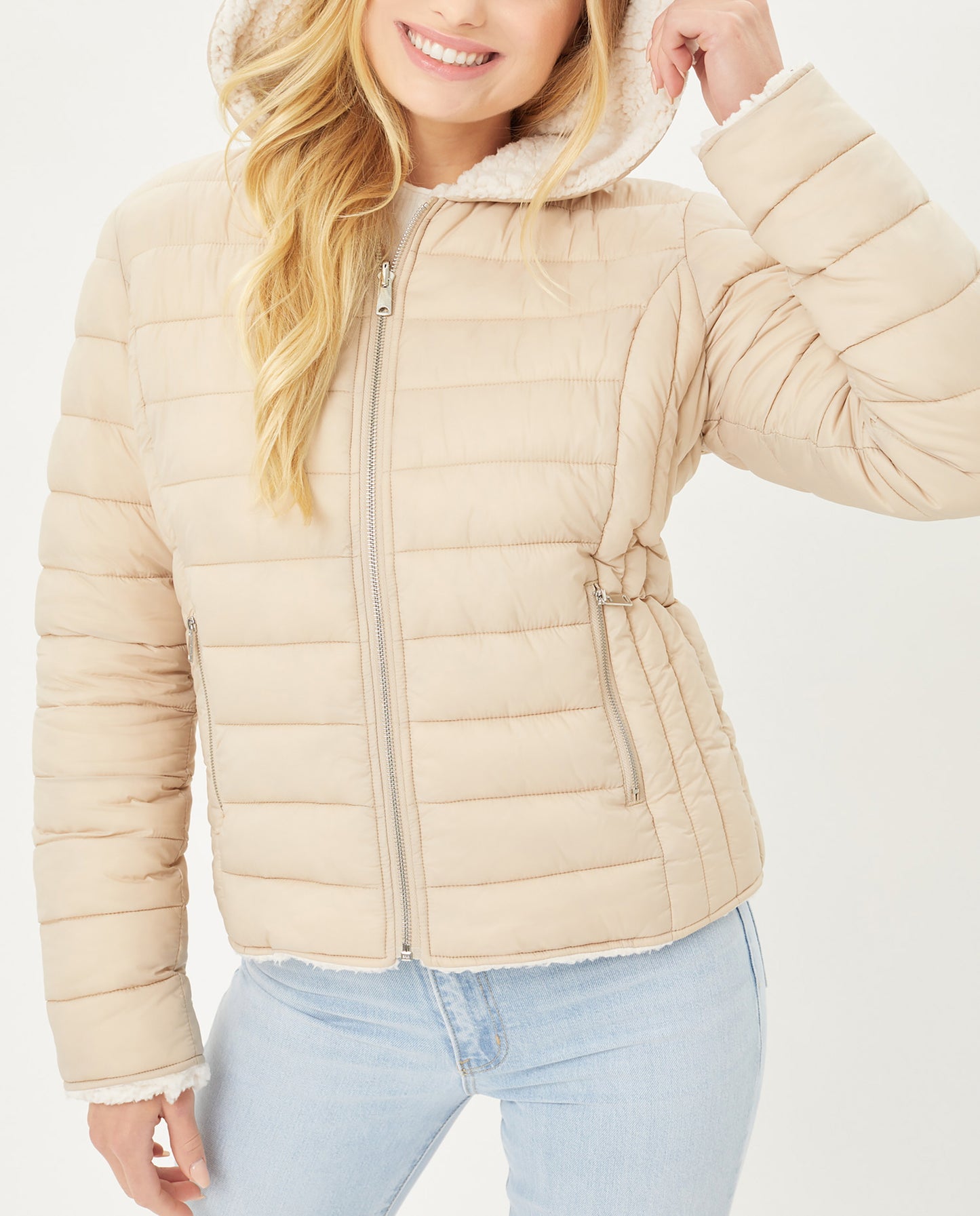 Women's Reversible Faux Fur Quilted Puffer Hooded Jacket LTJ8014