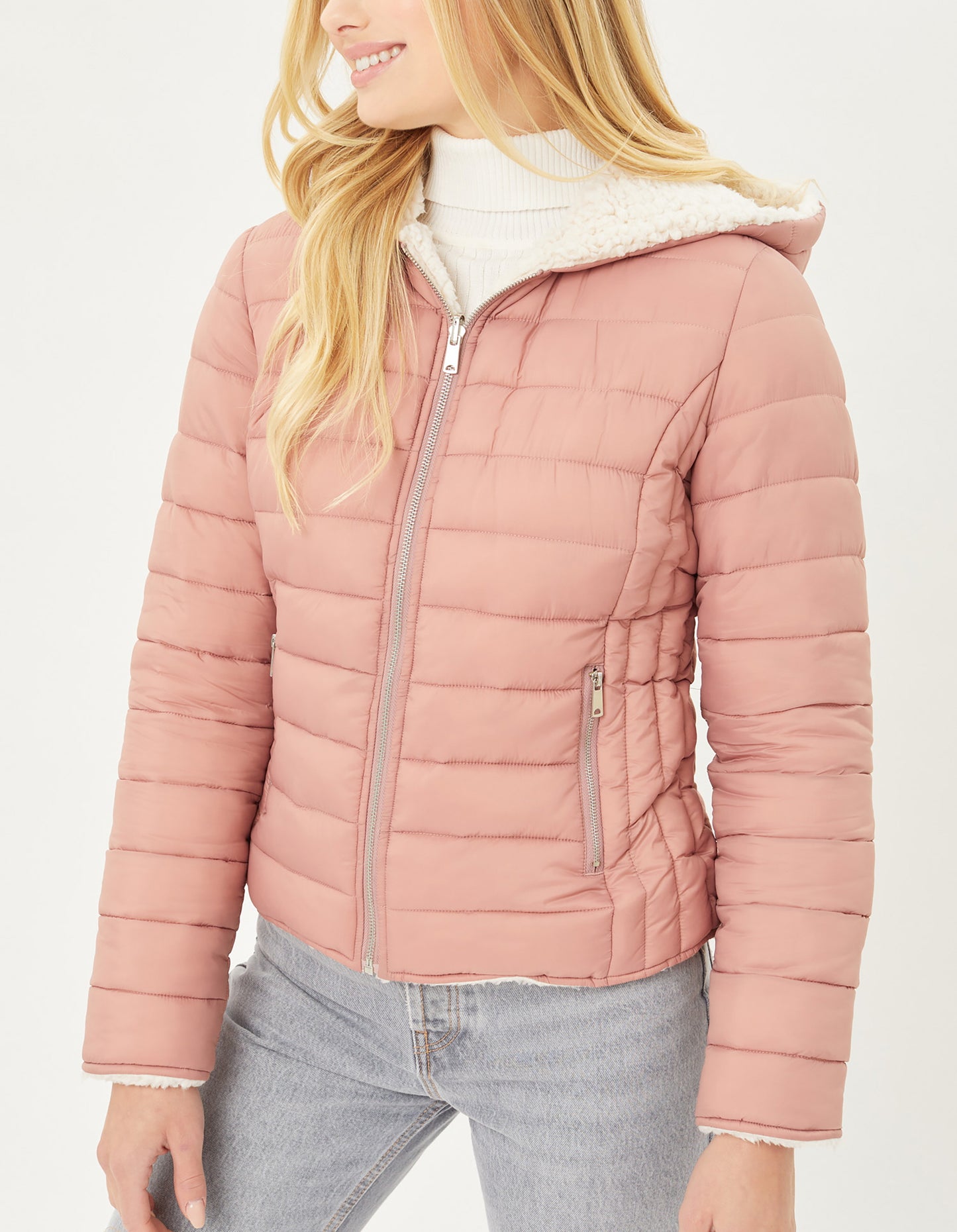 Women's Reversible Faux Fur Quilted Puffer Hooded Jacket LTJ8014