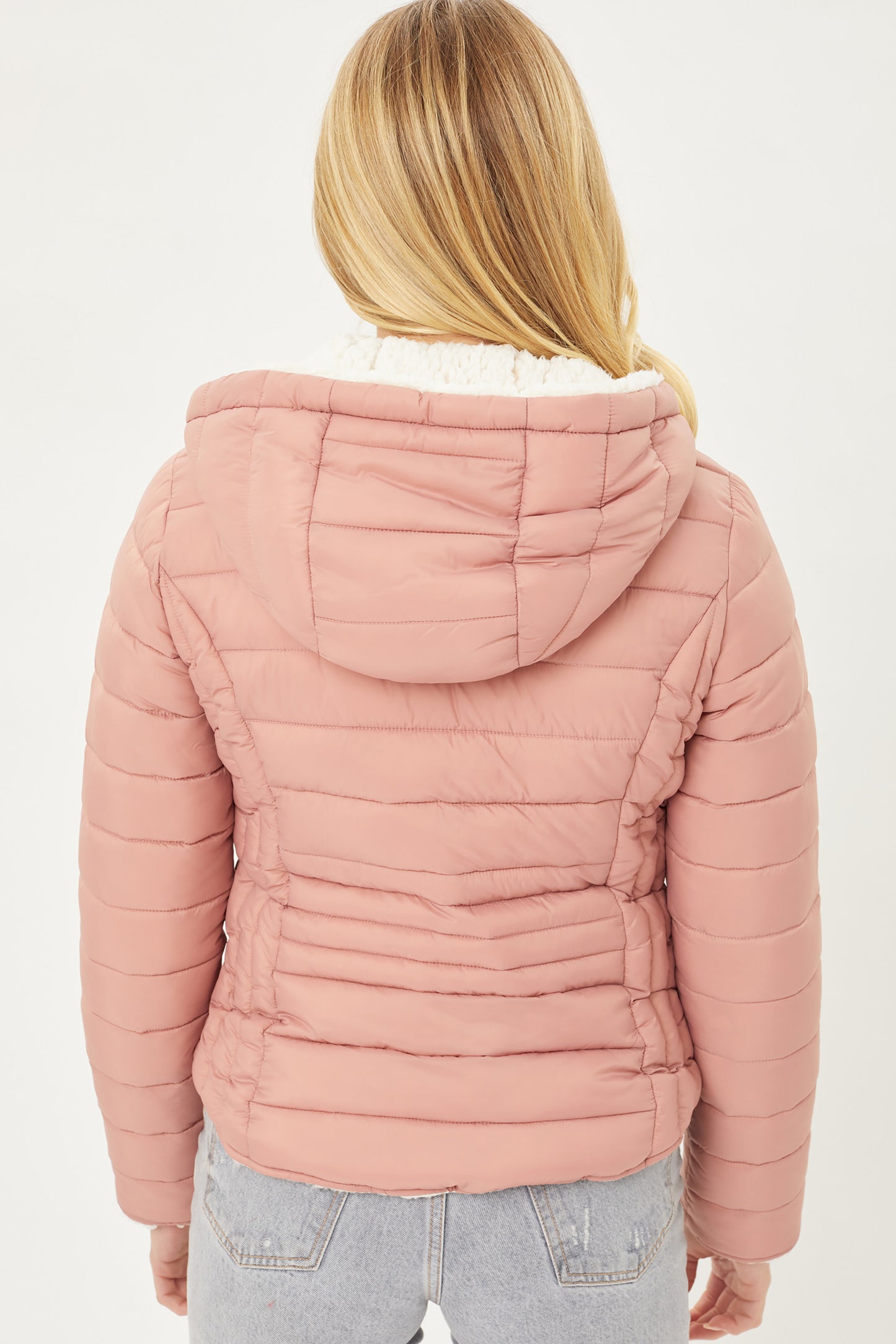 Women's Reversible Faux Fur Quilted Puffer Hooded Jacket LTJ8014