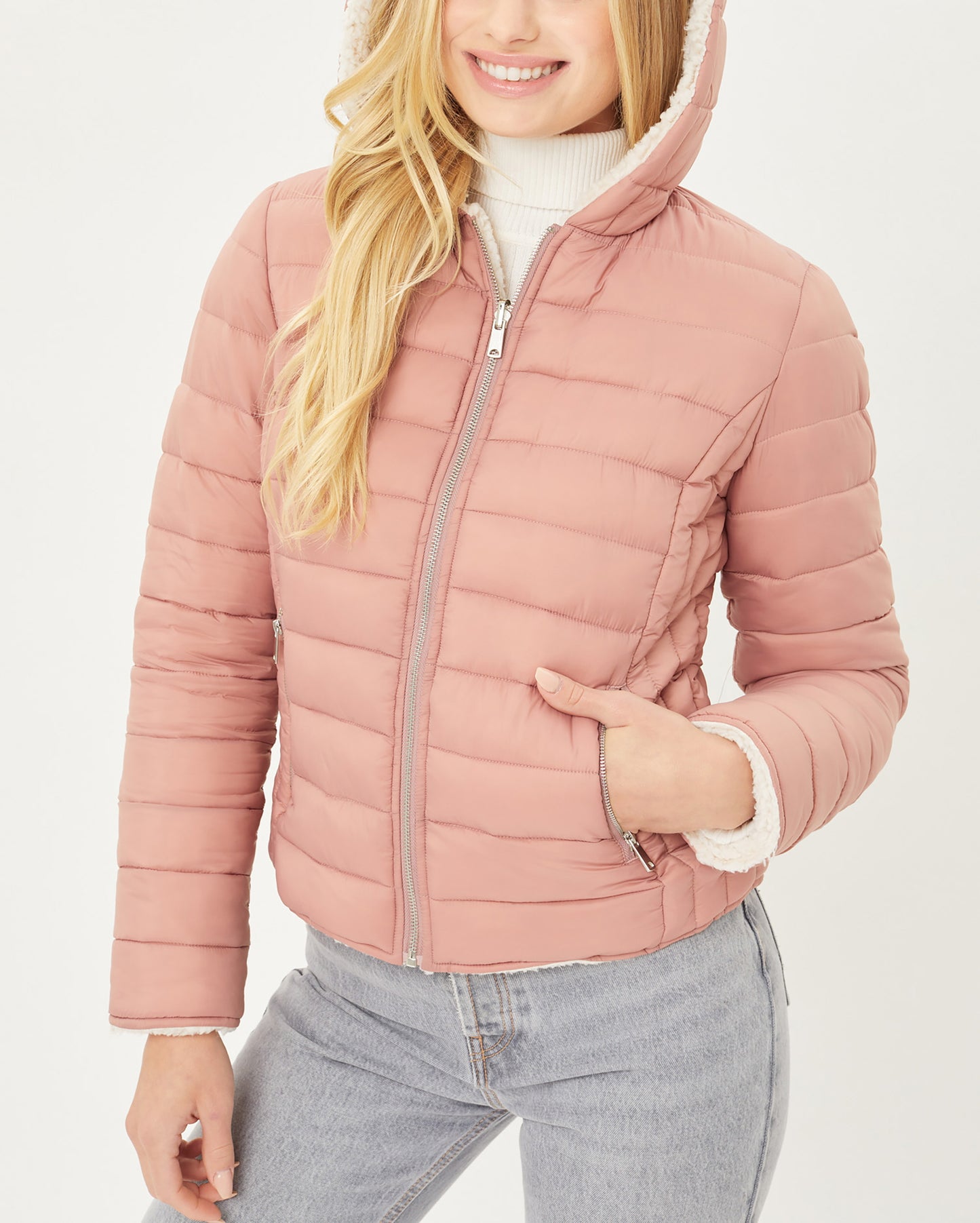 Women's Reversible Faux Fur Quilted Puffer Hooded Jacket LTJ8014