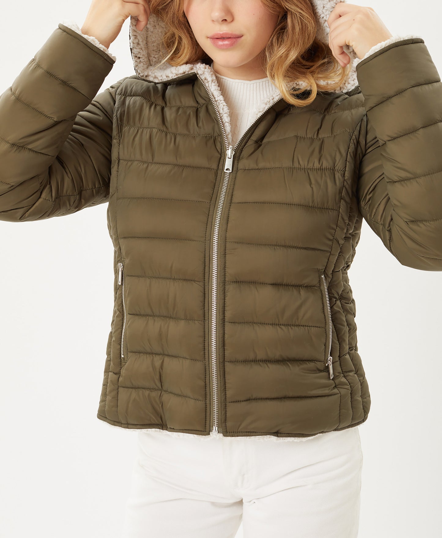 Women's Reversible Faux Fur Quilted Puffer Hooded Jacket LTJ8014