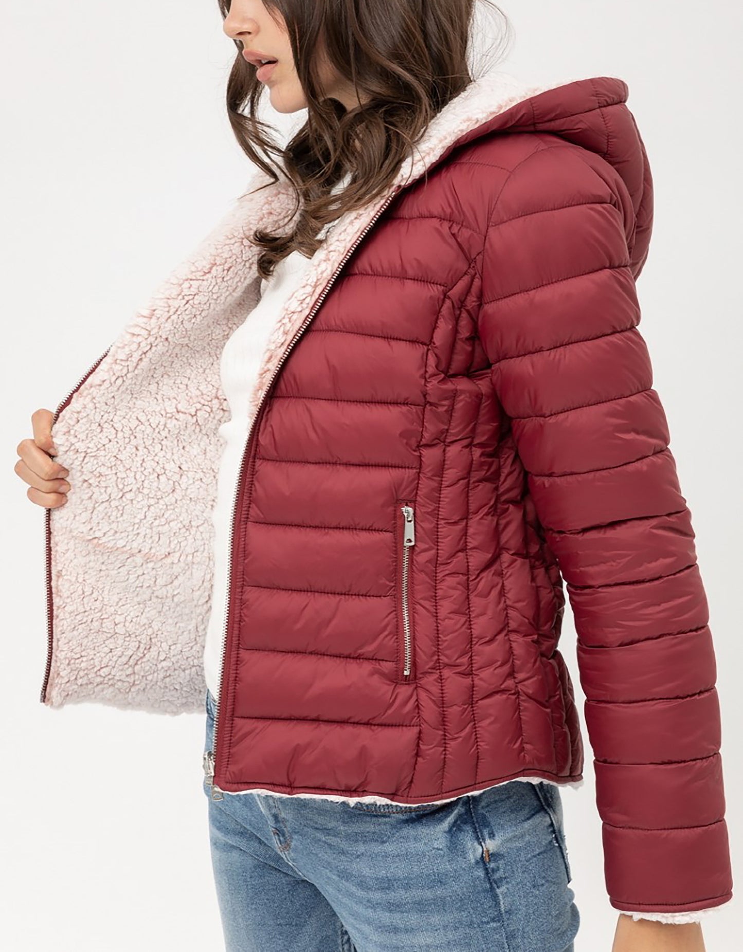 Women's Reversible Faux Fur Quilted Puffer Hooded Jacket LTJ8014