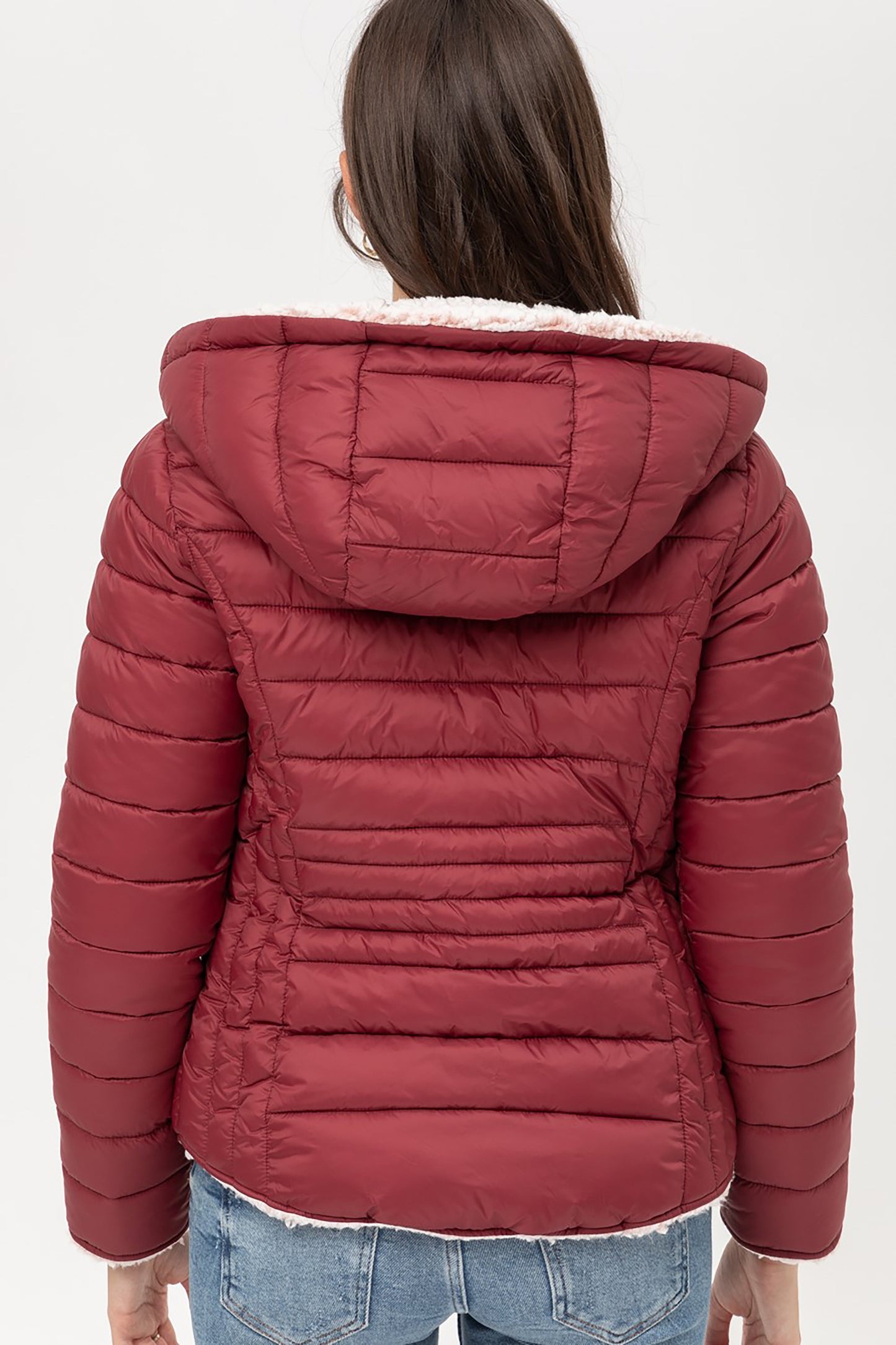 Women's Reversible Faux Fur Quilted Puffer Hooded Jacket LTJ8014