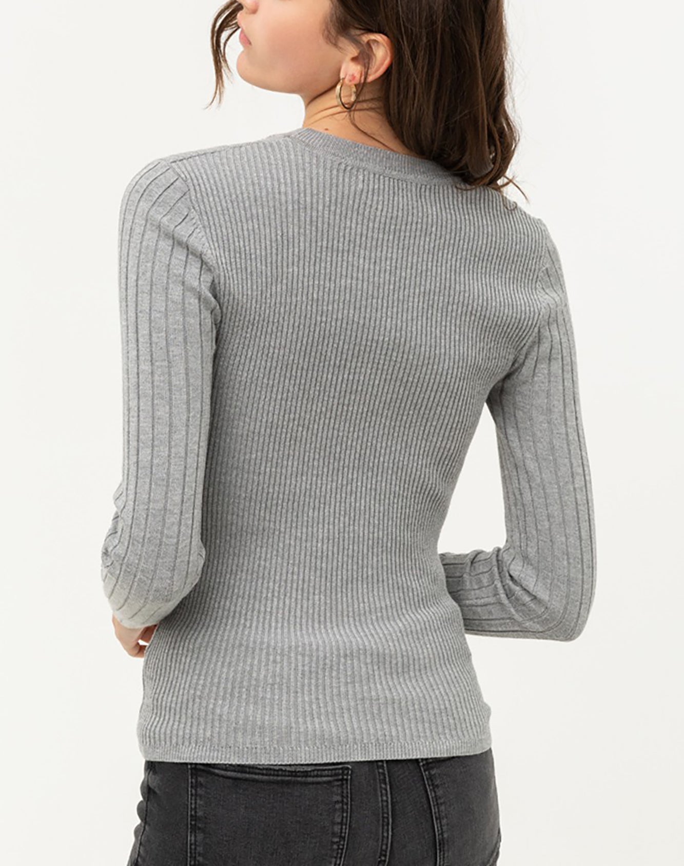 Women’s Pullover Slim Fit Ribbed Long Sleeve Sweater - Round Neck Basic Sweater Top