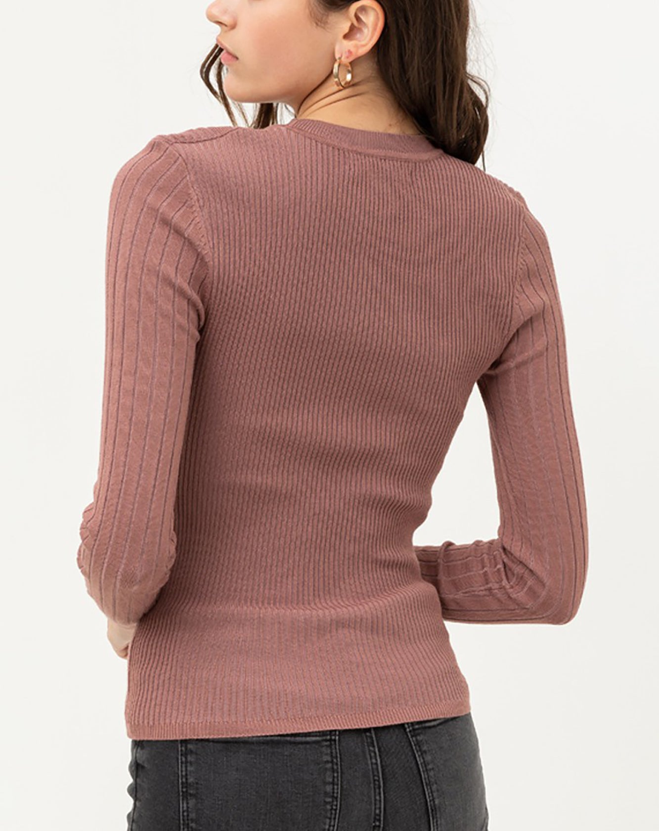 Women’s Pullover Slim Fit Ribbed Long Sleeve Sweater - Round Neck Basic Sweater Top