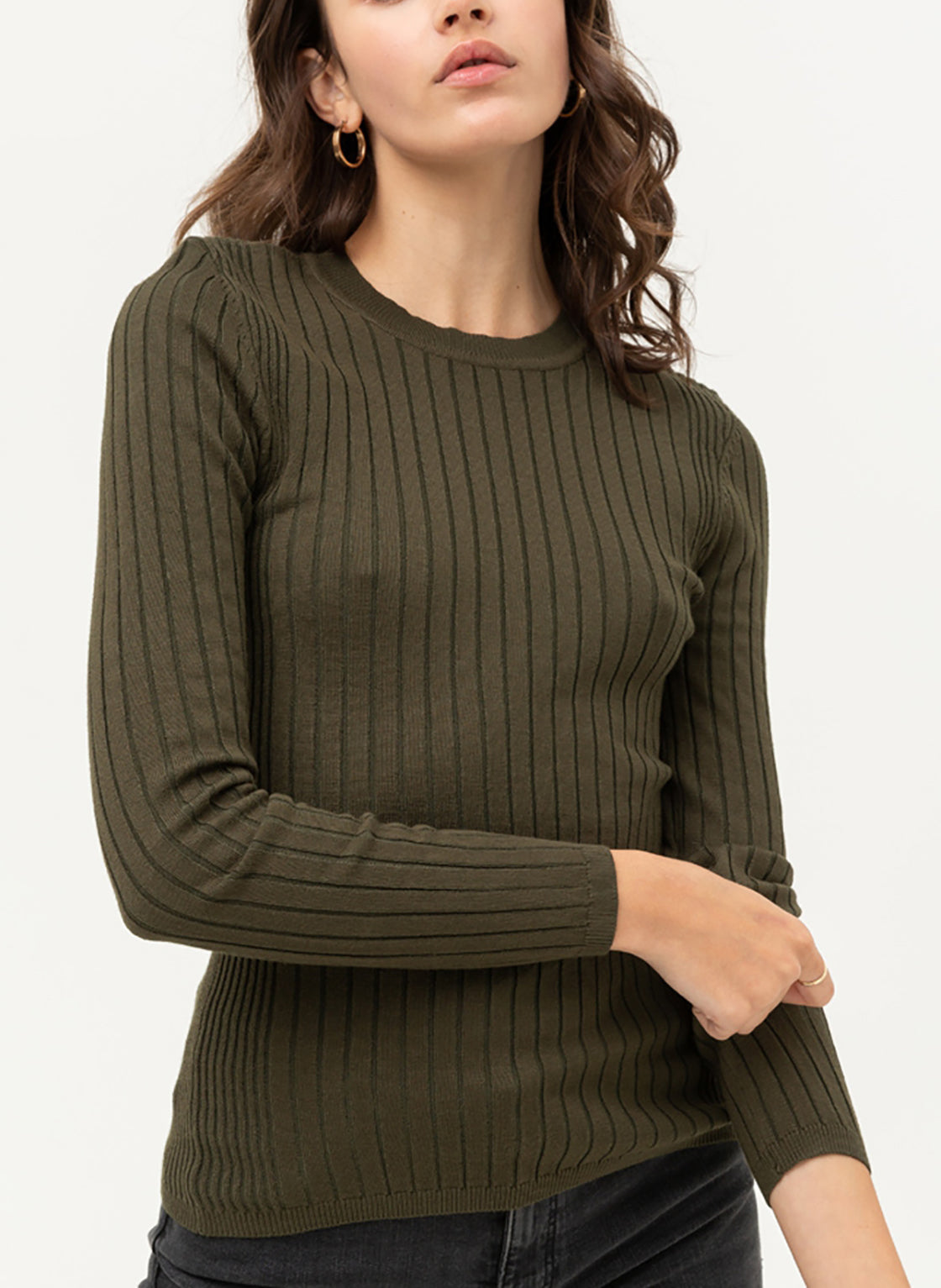 Women’s Pullover Slim Fit Ribbed Long Sleeve Sweater - Round Neck Basic Sweater Top