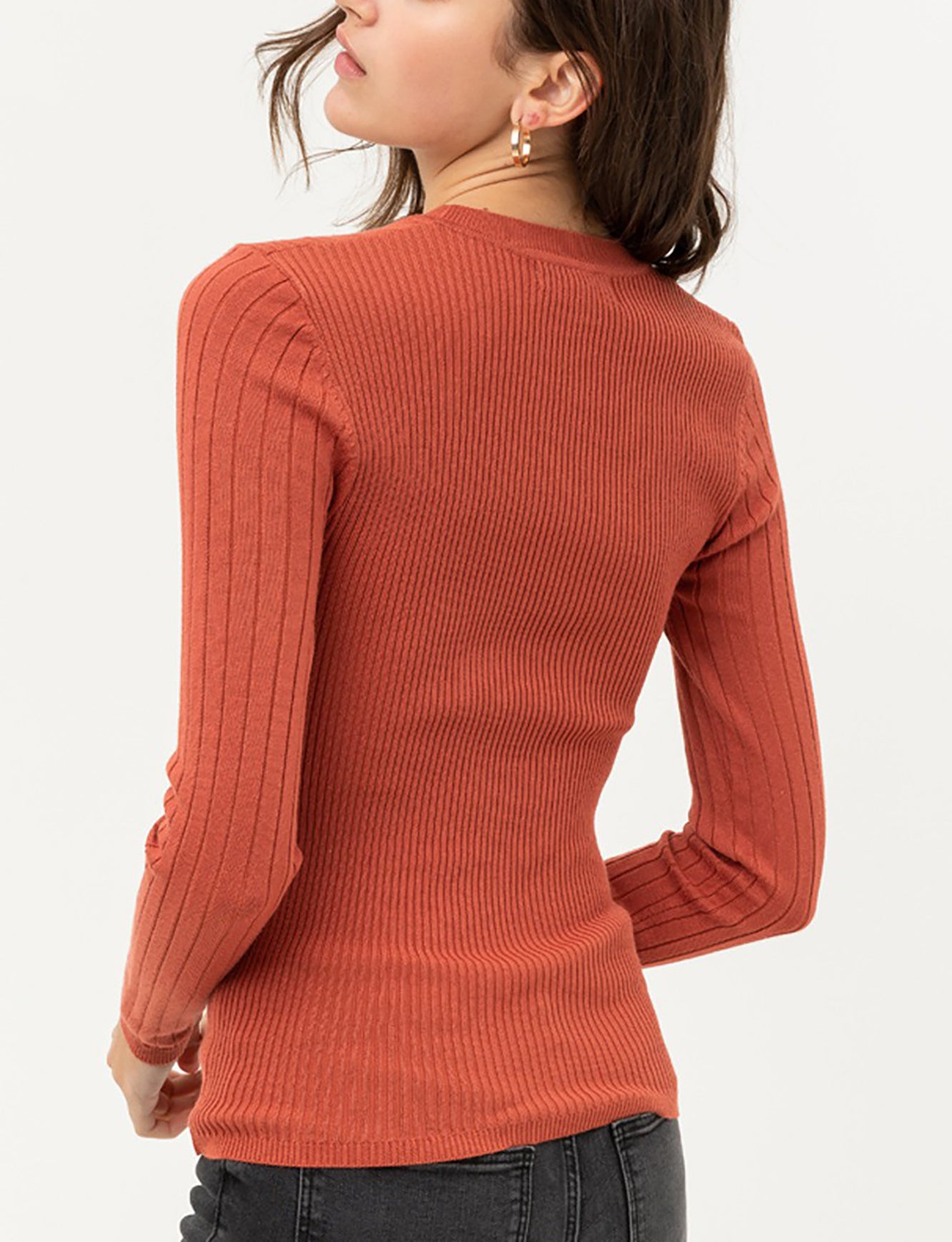 Women’s Pullover Slim Fit Ribbed Long Sleeve Sweater - Round Neck Basic Sweater Top