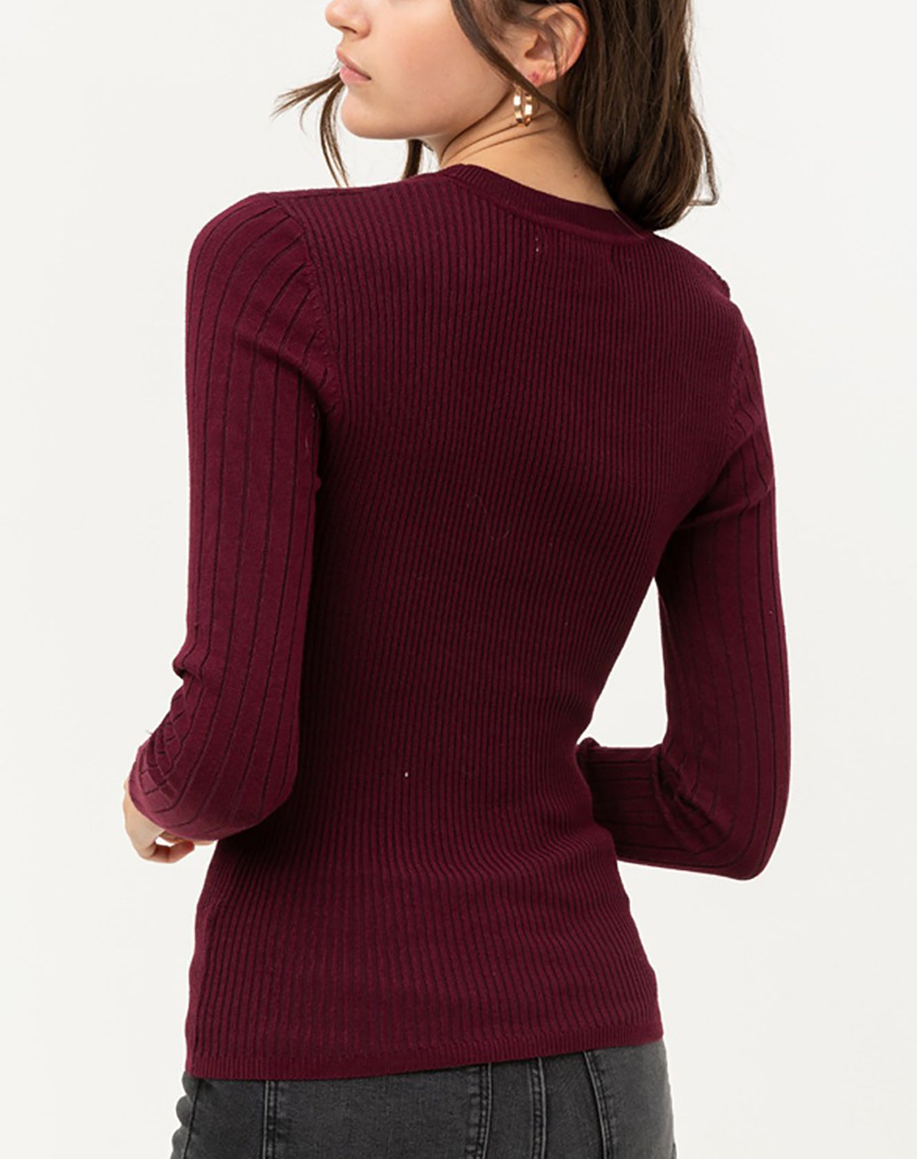 Women’s Pullover Slim Fit Ribbed Long Sleeve Sweater - Round Neck Basic Sweater Top