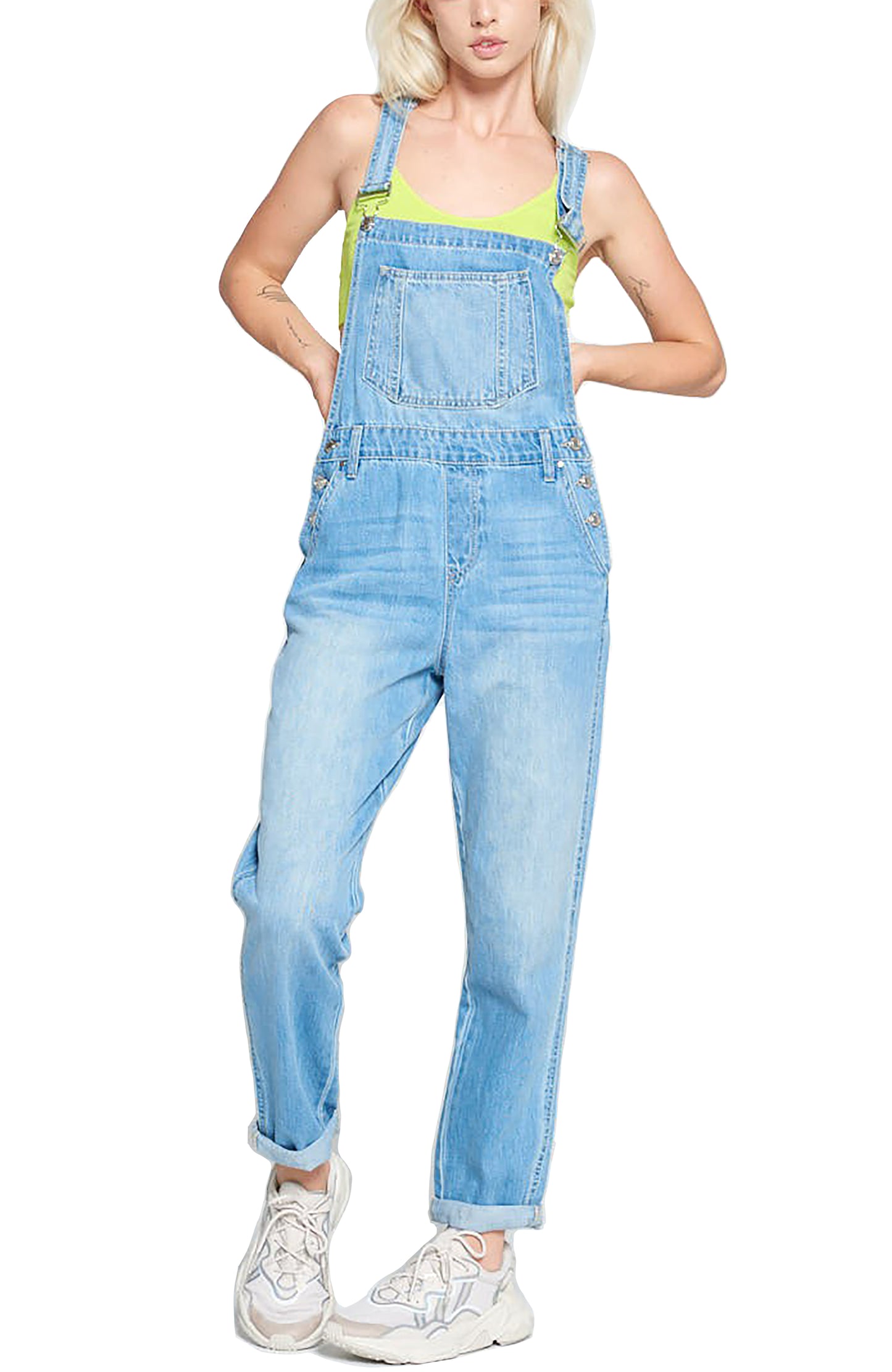 Womens Summer Cute Relax Fit Rolled Hem Bib Jumpsuit Denim Overalls TR171L