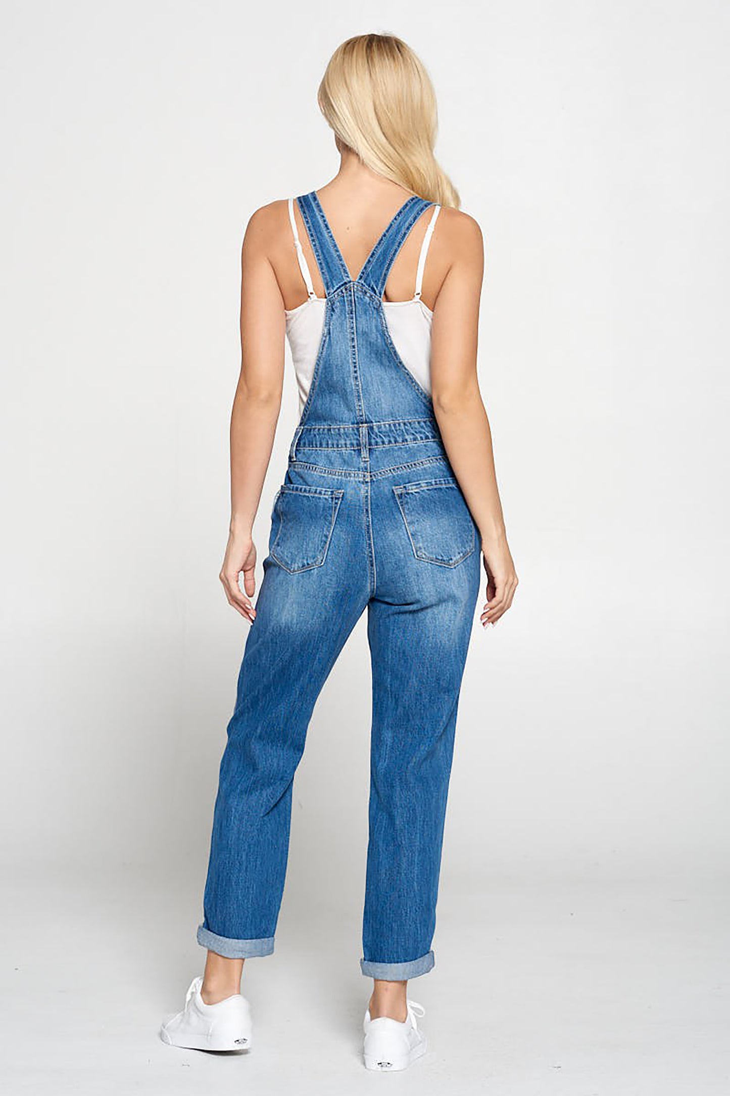 Womens Summer Cute Relax Fit Rolled Hem Bib Jumpsuit Denim Overalls TR171L